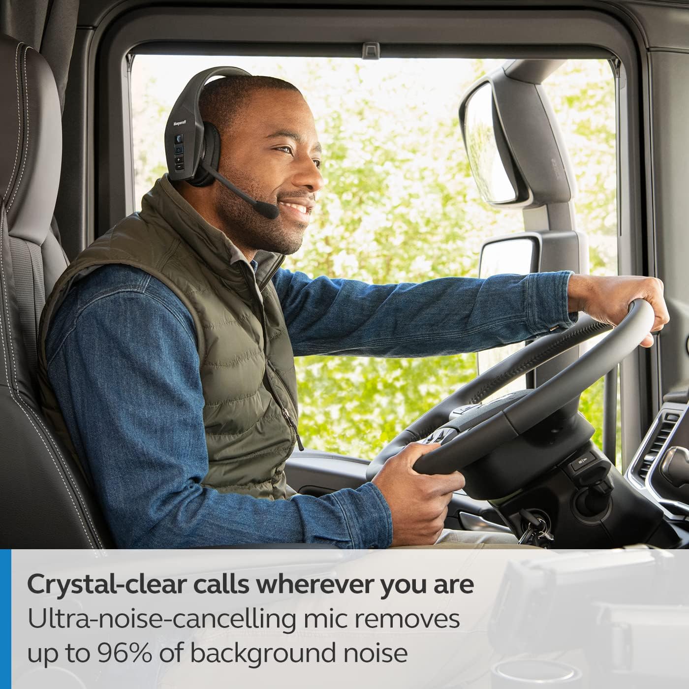 BlueParrott B550-XT Bluetooth Headset | 96% noise canceling headset for truck drivers; voice control, IP54-rated, 24 hr talk time