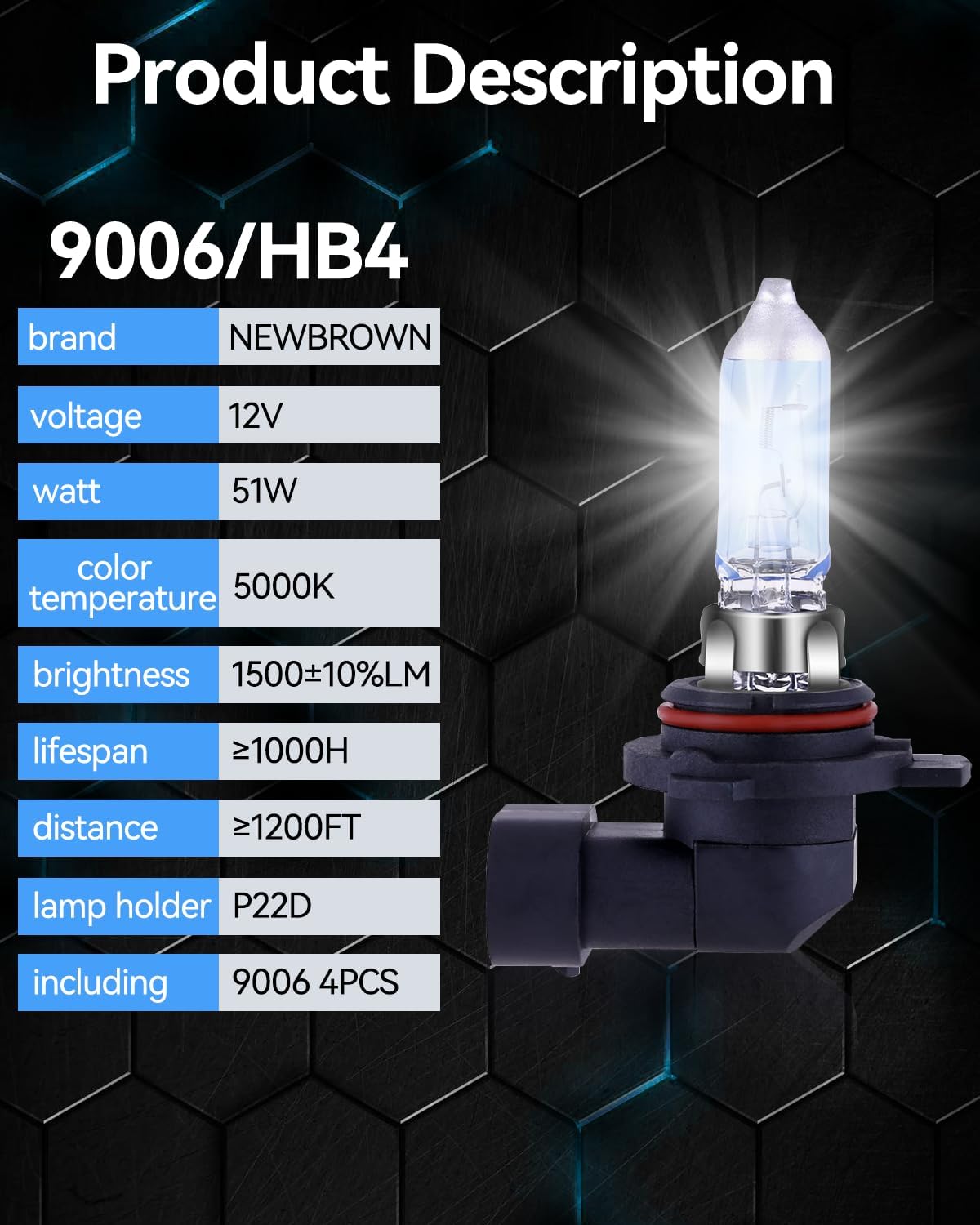NEWBROWN H11 Headlight Bulb Halogen 5000K Super White Light Long Life Replacement PGJ19-2 12V/55W (H11, 2 Pack)