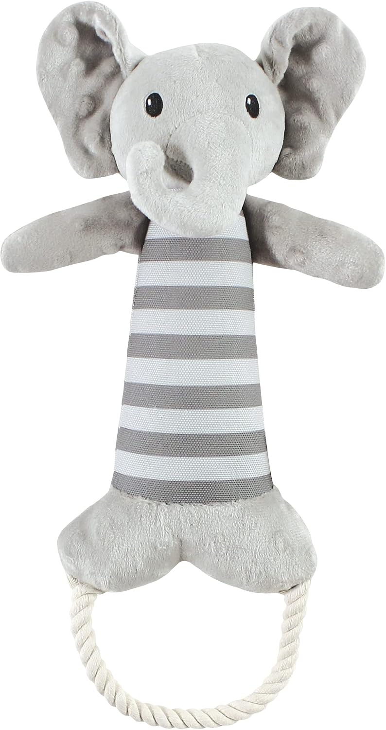 Luvable Friends Unisex Baby Squeaky Plush Dog Toy With Rope
