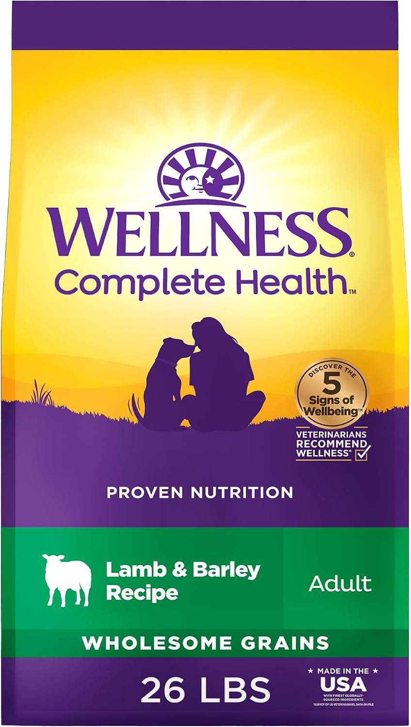 Wellness Complete Health Adult Dry Dog Food, Wholesome Grain Kibble, Natural, Chicken and Oatmeal Recipe, 5 lb Bag