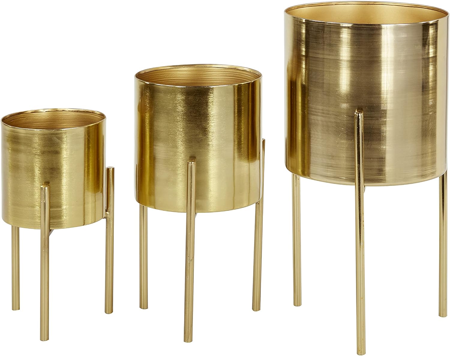 Deco 79 Metal Round Planter with Removable Stand, Set of 2 16", 13"H, Black