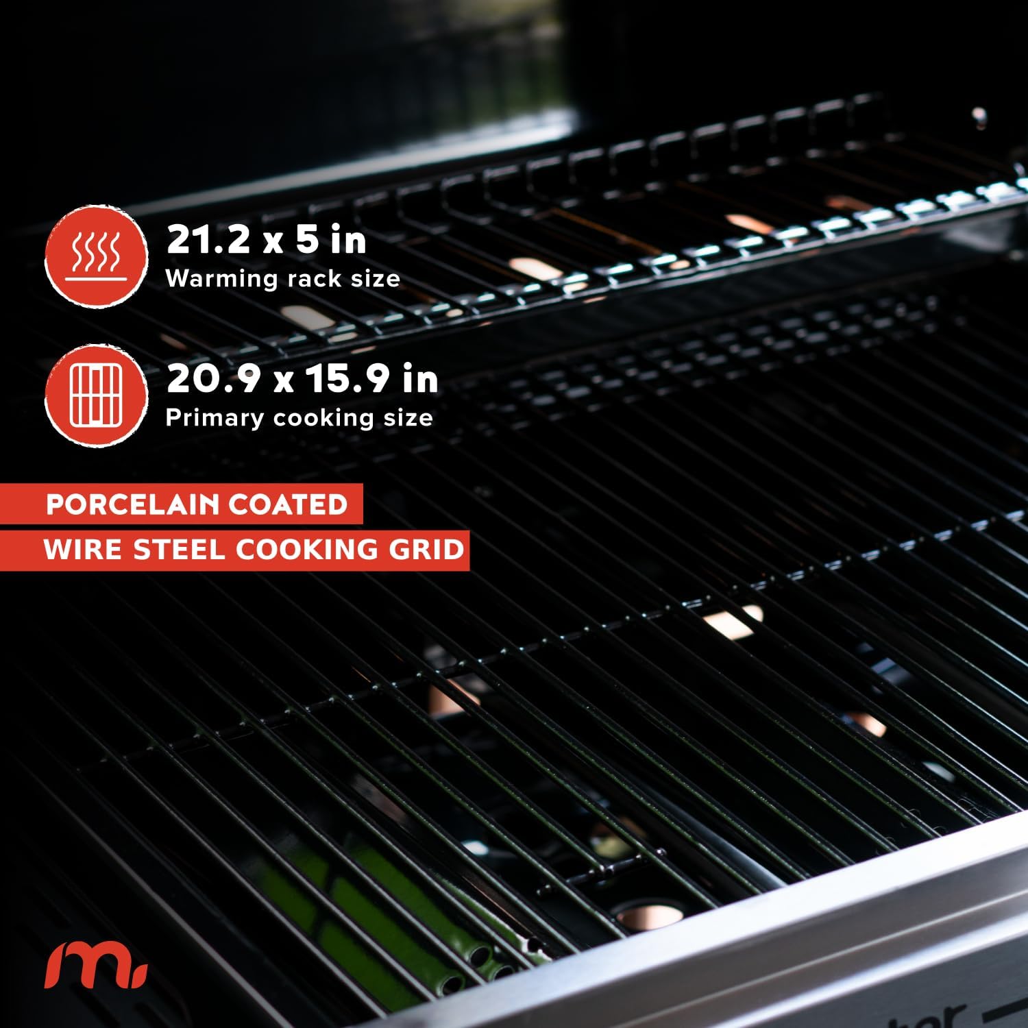 Megamaster Propane 3 Burner Gas Grill, Foldable Shelves with Warming Rack