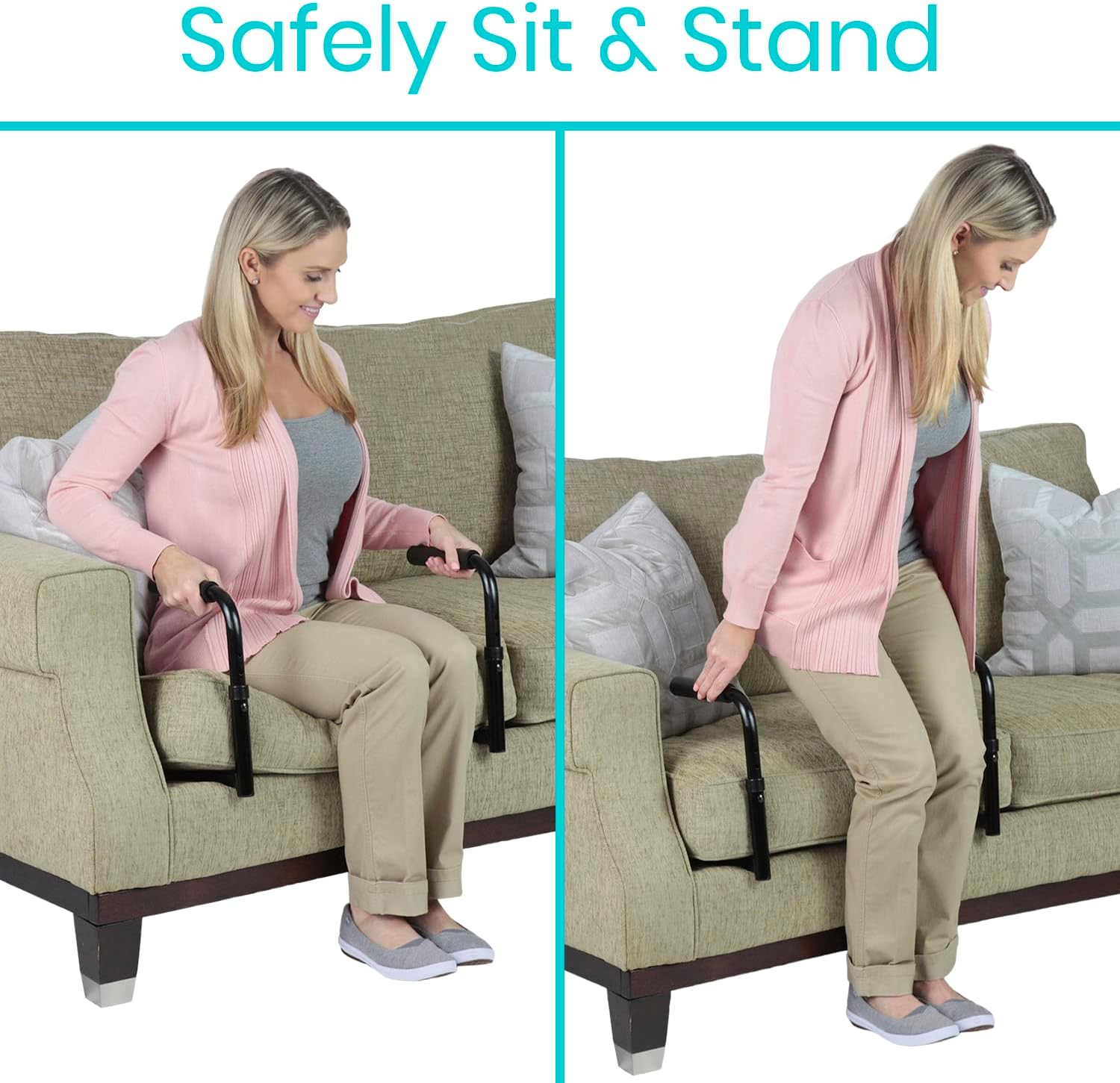 Vive Stand Assist - Mobility Standing Aid Rail for Couch, Chair | Assistance Handle for Patients, Elderly