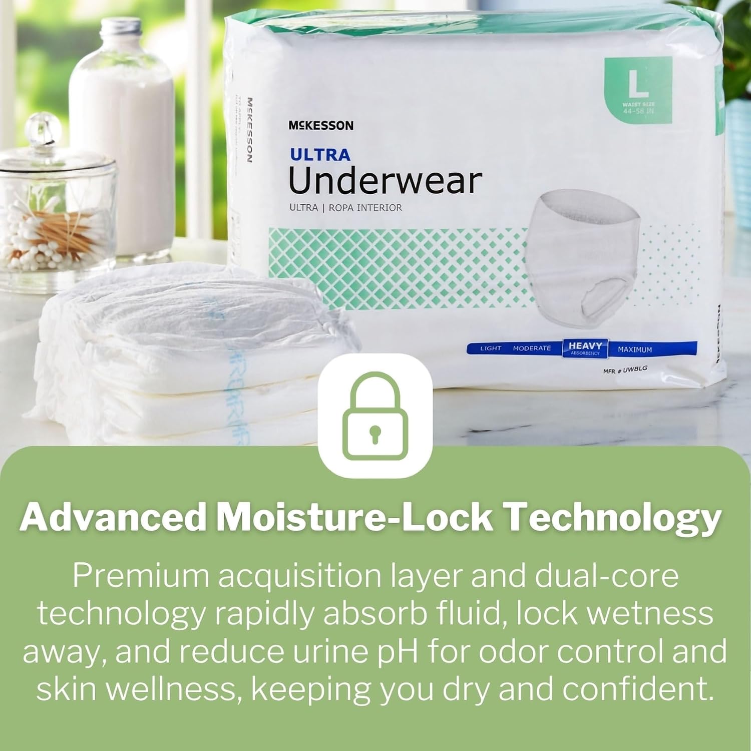 McKesson Ultra Adult Incontinence Underwear, Heavy Absorbency, 44 in, 80 ct | Postpartum and Incontinence Support