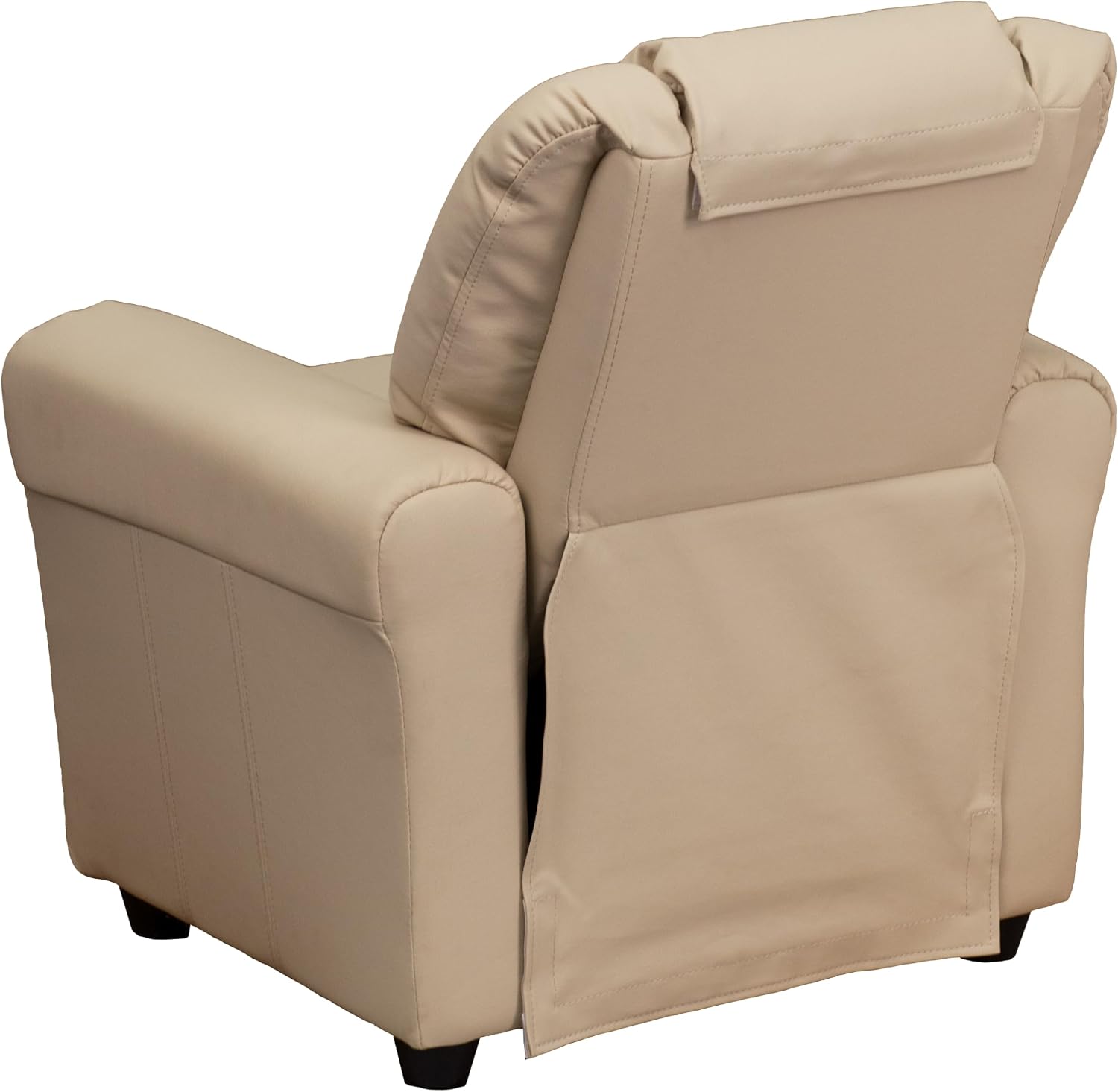 Flash Furniture Vana LeatherSoft Kids Recliner with Cup Holder, Headrest, and Safety Recline, Contemporary Reclining Chair for Kids, Supports up to 90 lbs., Brown | Manual Recline, Padded Seat and Back, Child-Friendly Design, Safety Recline Feature