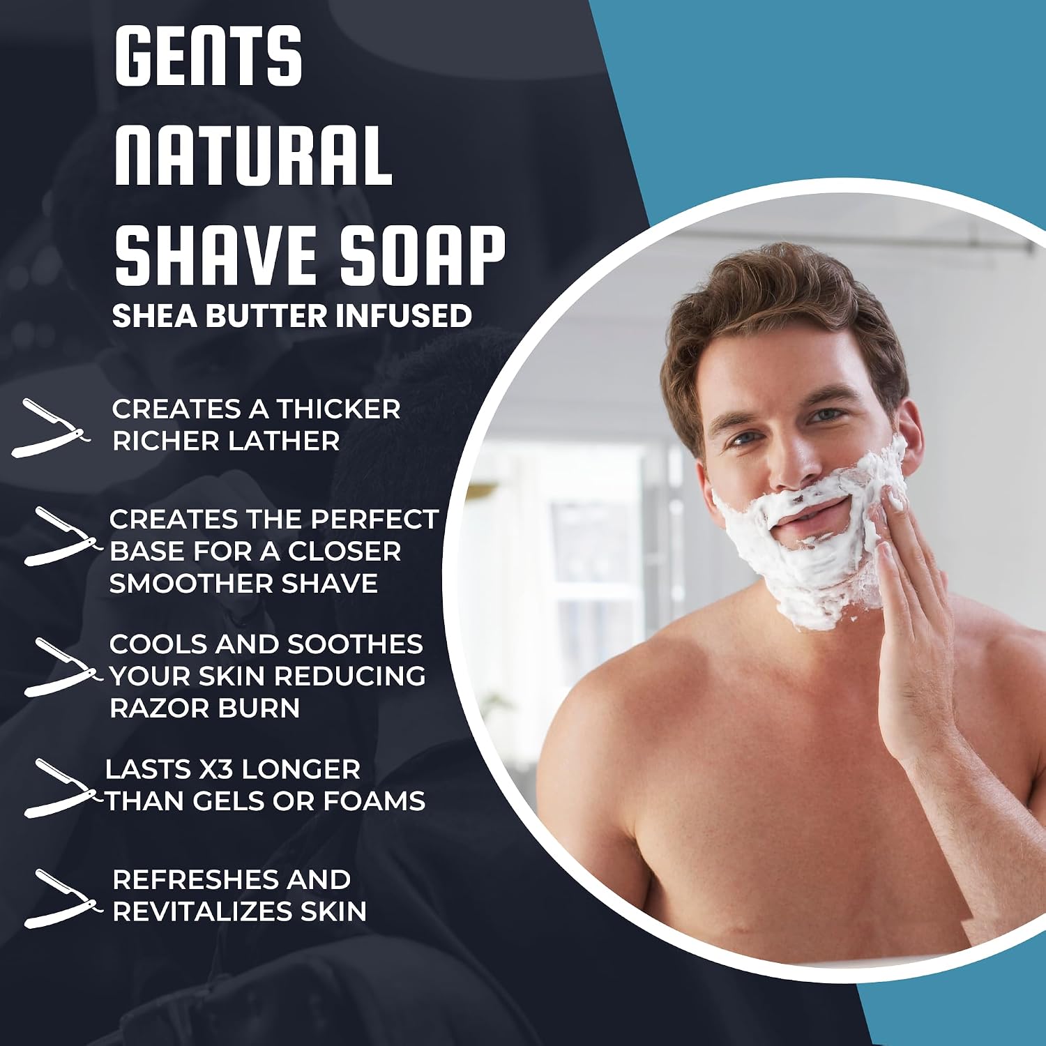 GENTS Men’s Shave Soap, 97% Natural Cedar Pine Scent, Rich Lather Wet Shaving, Traditional Shaving Soap for Men, 3oz Puck