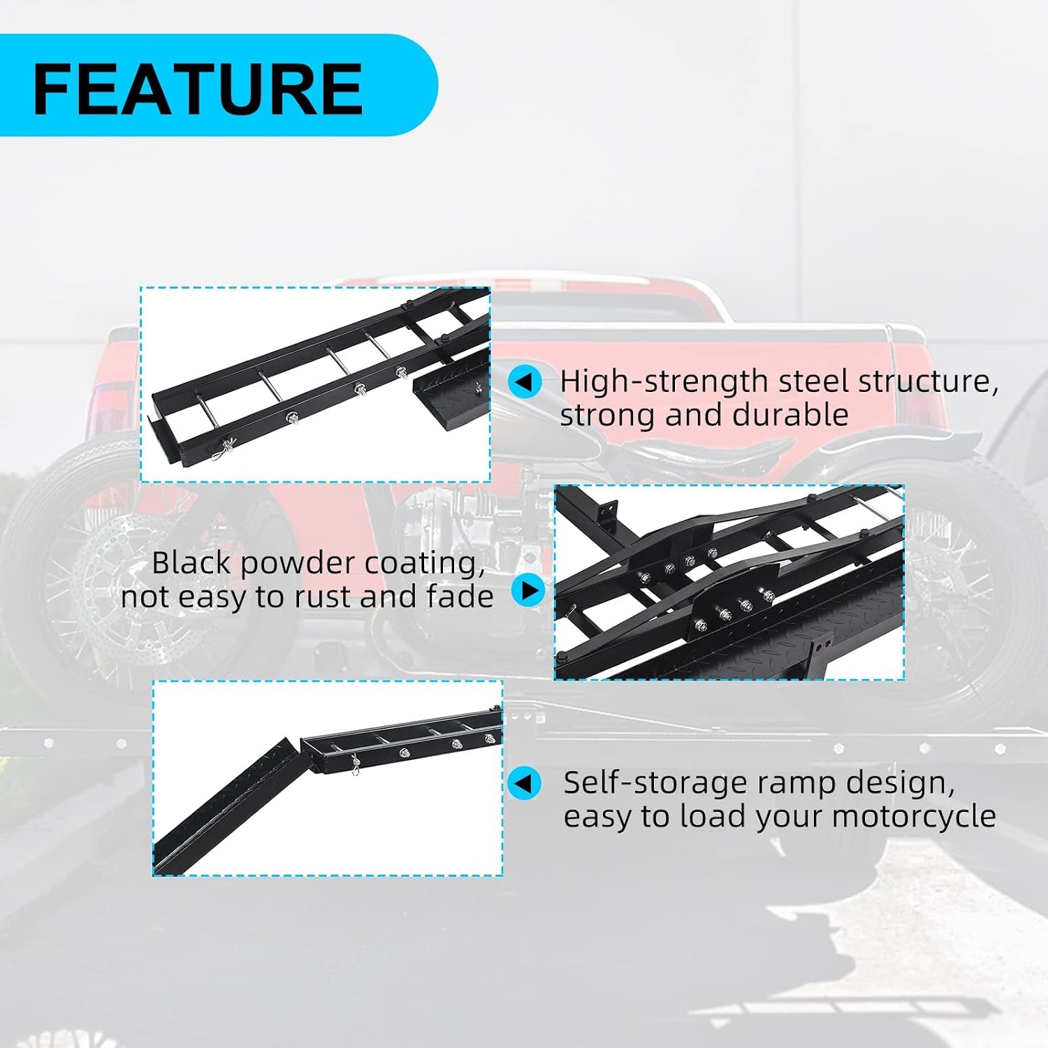 500LBS Steel Motorcycle Scooter Dirtbike Carrier Hauler Hitch | Mount Rack Ramp Anti Tilt