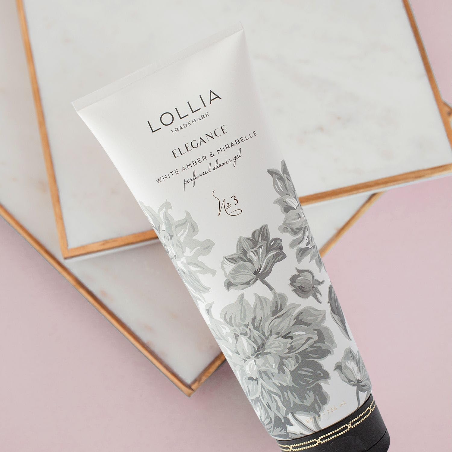 LOLLIA Wish Shower Gel, 8 fl oz, Vanilla Bean, Rice Flower, Jasmine Leaves, & Sugar Cane, Luxury Shea Moisture Hydrating Women's Body Wash, Delicate & Relaxing Scented Bath Soap for Self Care