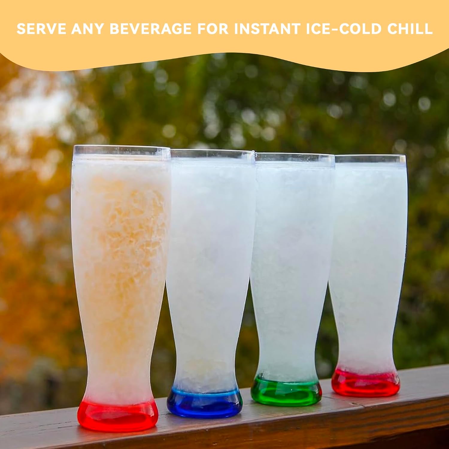 Lily's Home Freezer Beer Mugs - Set of 4 Freezable Gel-Filled 16 oz BPA-Free Acrylic Frozen Mugs for Outdoor Entertaining and Gifting