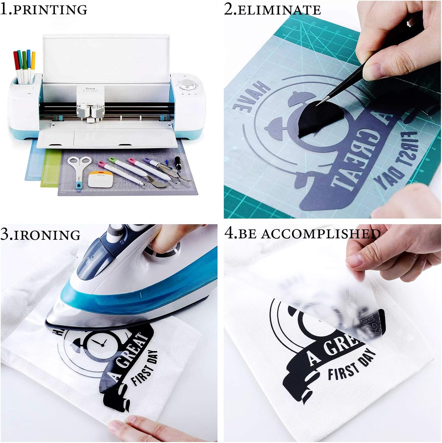 XSEINO HTV Heat Transfer Vinyl for T-Shirts 12"x10" -13Pack Perfect Iron On Vinyl for Cricut