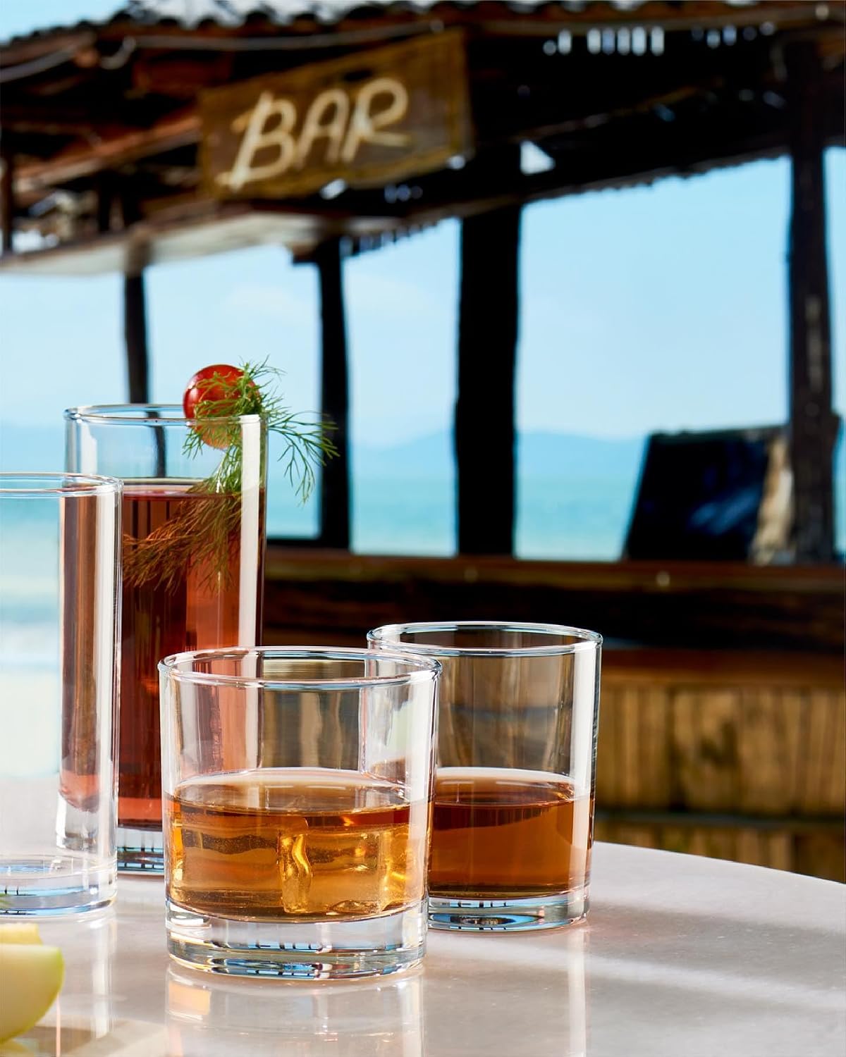 Le'raze Set of 12 Heavy Base Rocks Glass Cups, Elegant Old Fashioned Drinking Glasses Set for Whiskey, Cocktails, Beer and More - Dishwasher Safe