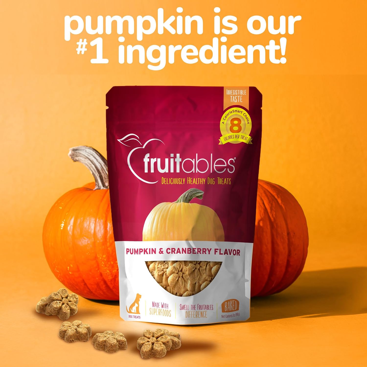 Fruitables Baked Dog Treats, Low Calorie Treats, Pumpkin & Banana, 7oz | Healthy Dog Treats, Training Treats, Crunchy Dog Biscuits, Limited Ingredient Recipe, Healthy Puppy Snacks, Made in USA