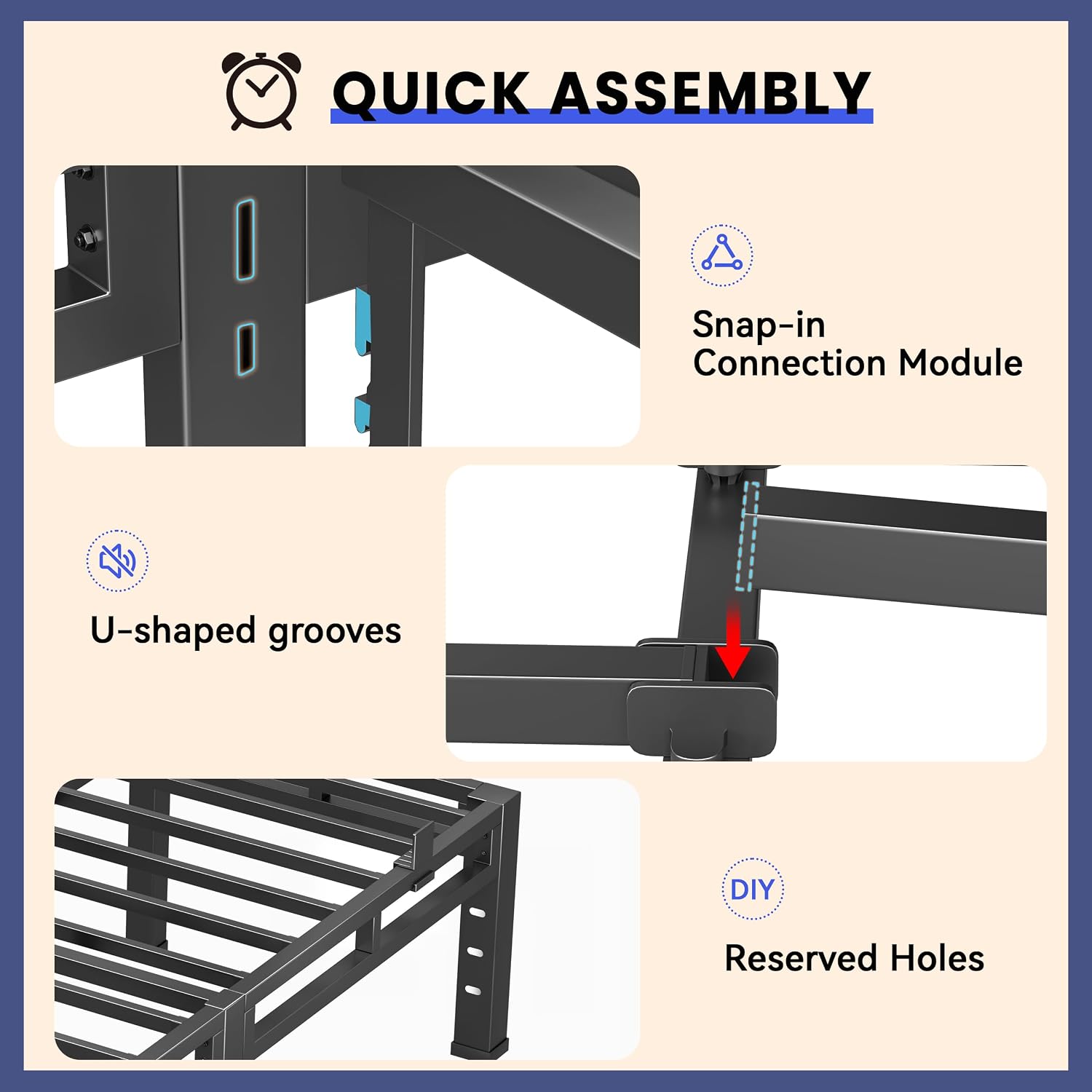 20 Inch Queen Size Bed Frame,Double Layer Heavy Duty Metal Platform Tall | Easy Assembly,Noise Free,2in1 Base,4000lbs Capacity,6 Mattress Stoppers,Round Corner Legs,16"Storage Space,Headboard Holes