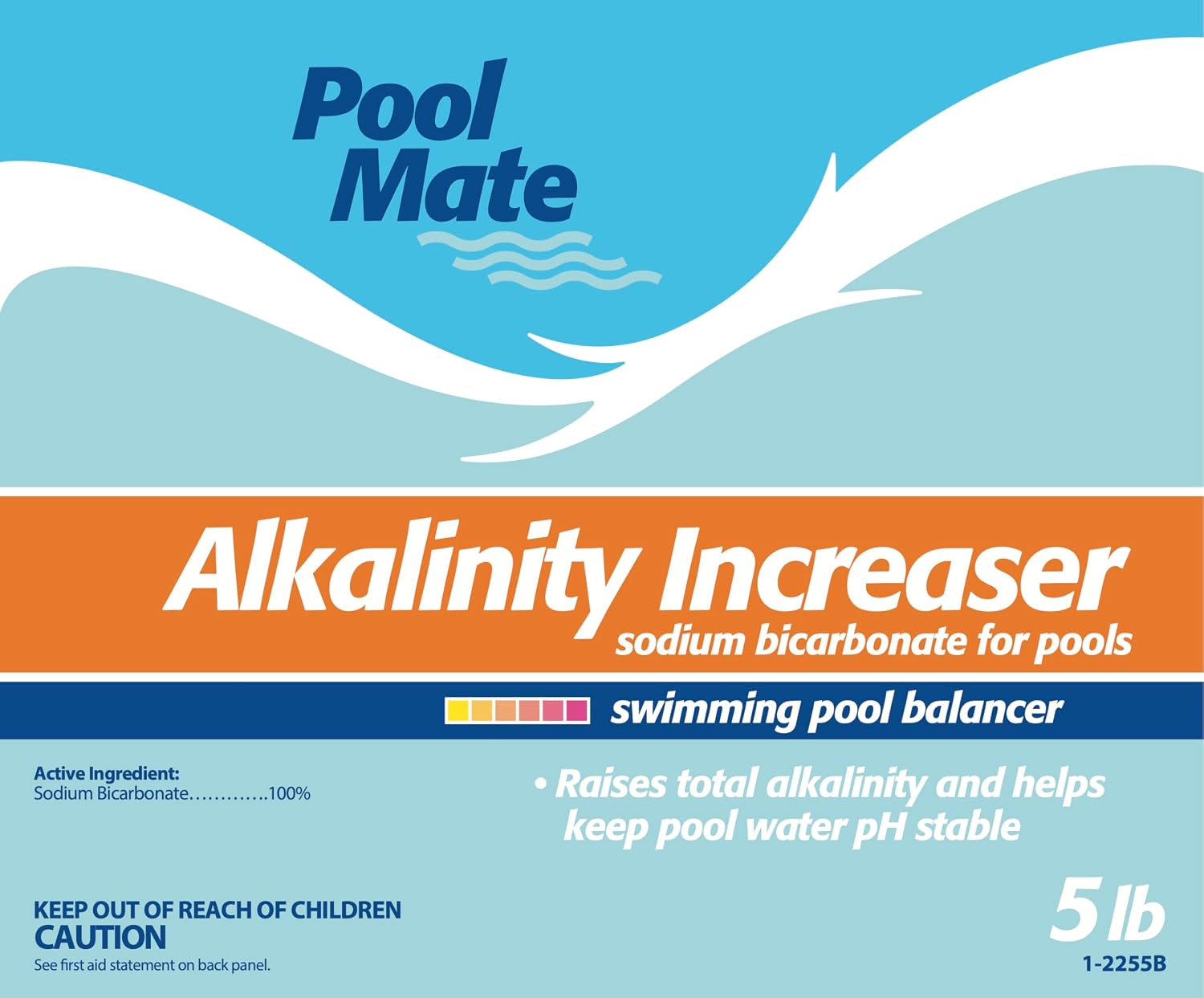 Pool Mate 5-Pounds Premium Alkalinity Increaser for Swimming Pools | 100% Sodium Bicarbonate, Alkalinity Up, Easy To Use, Works Fast, 11 ounces raises alkalinity 10 ppm per 5,000 gallons
