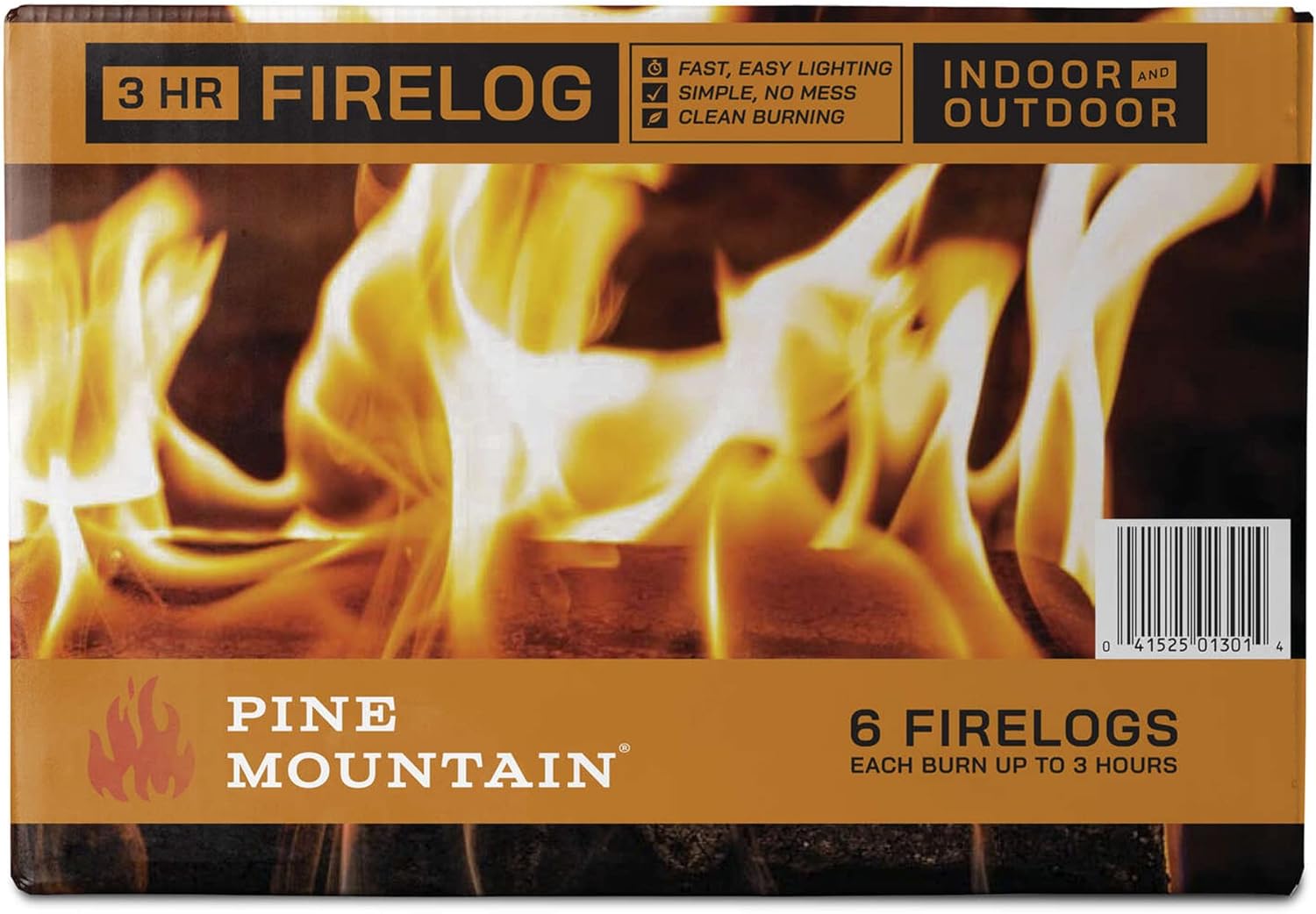 Pine Mountain 100% Natural Classic Firelog, 3-Hour Burn Time, 6 Logs, Green