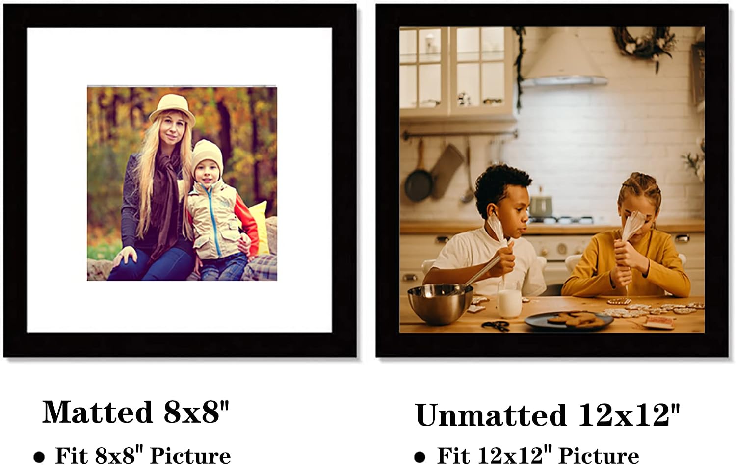 pojah 12x12 Black Picture Frame Set of 4,Wall Frames,HD Plexiglass