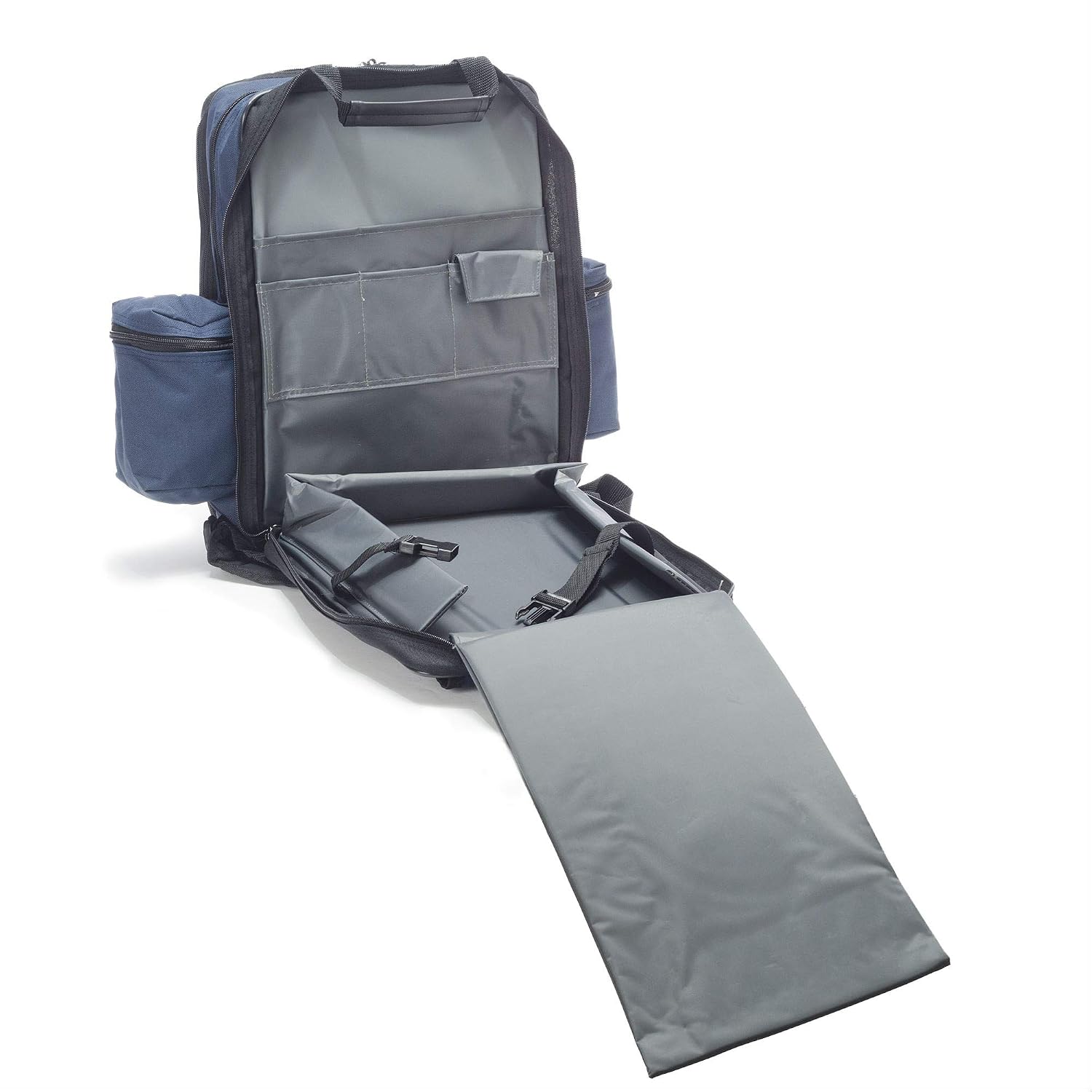 21st Century Plus Home Care Backpack: Waterproof 600D, Ergonomic Straps, Lockable Zippers - Laptop Sleeve & Mesh Pockets, 11.5"x9"x16", Navy