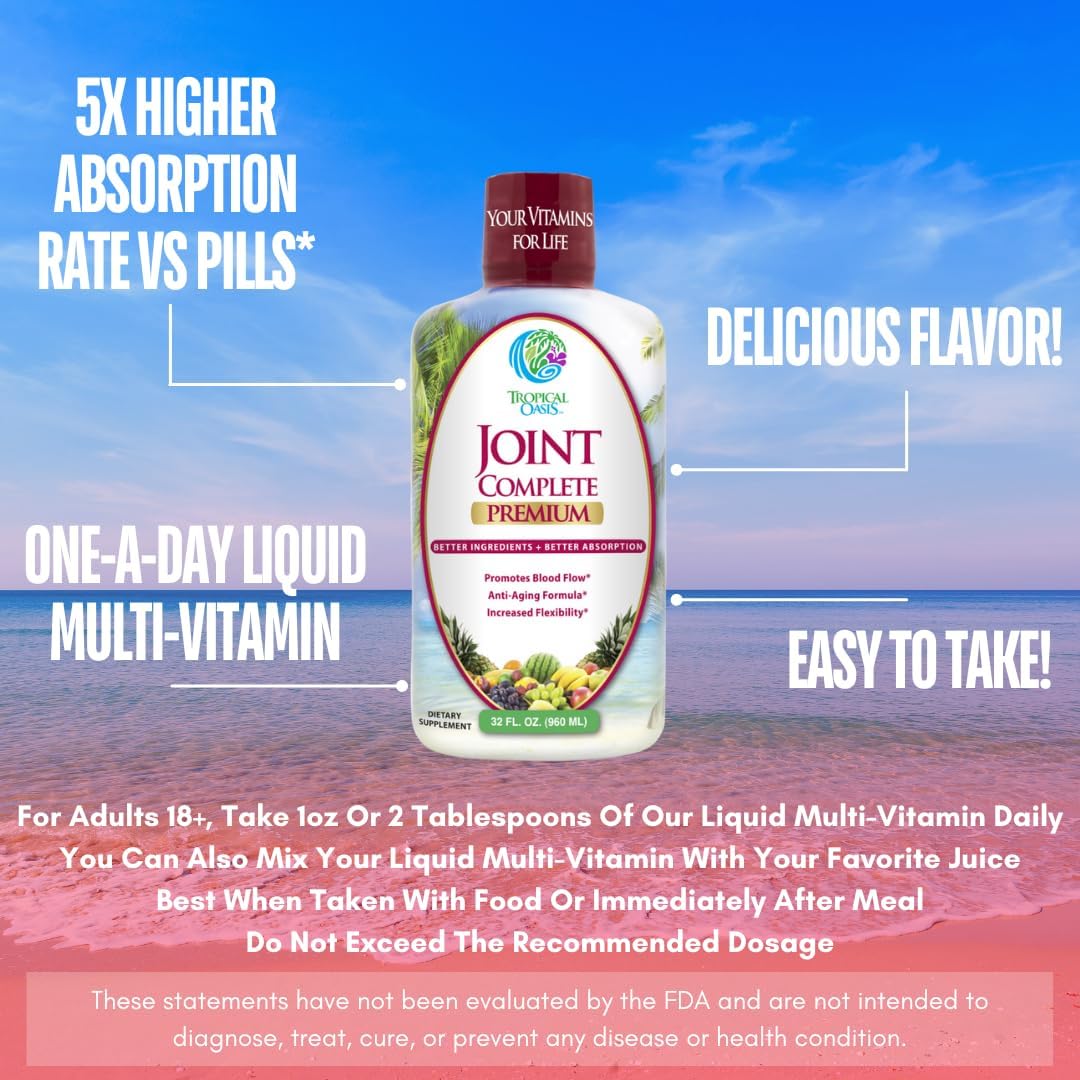 Joint Complete Premium Plus - Liquid Joint Supplement w/Glucosamine, Chondroitin, MSM Plus 800mg Turmeric – 98% Max Absorption – 32oz, 32 serv