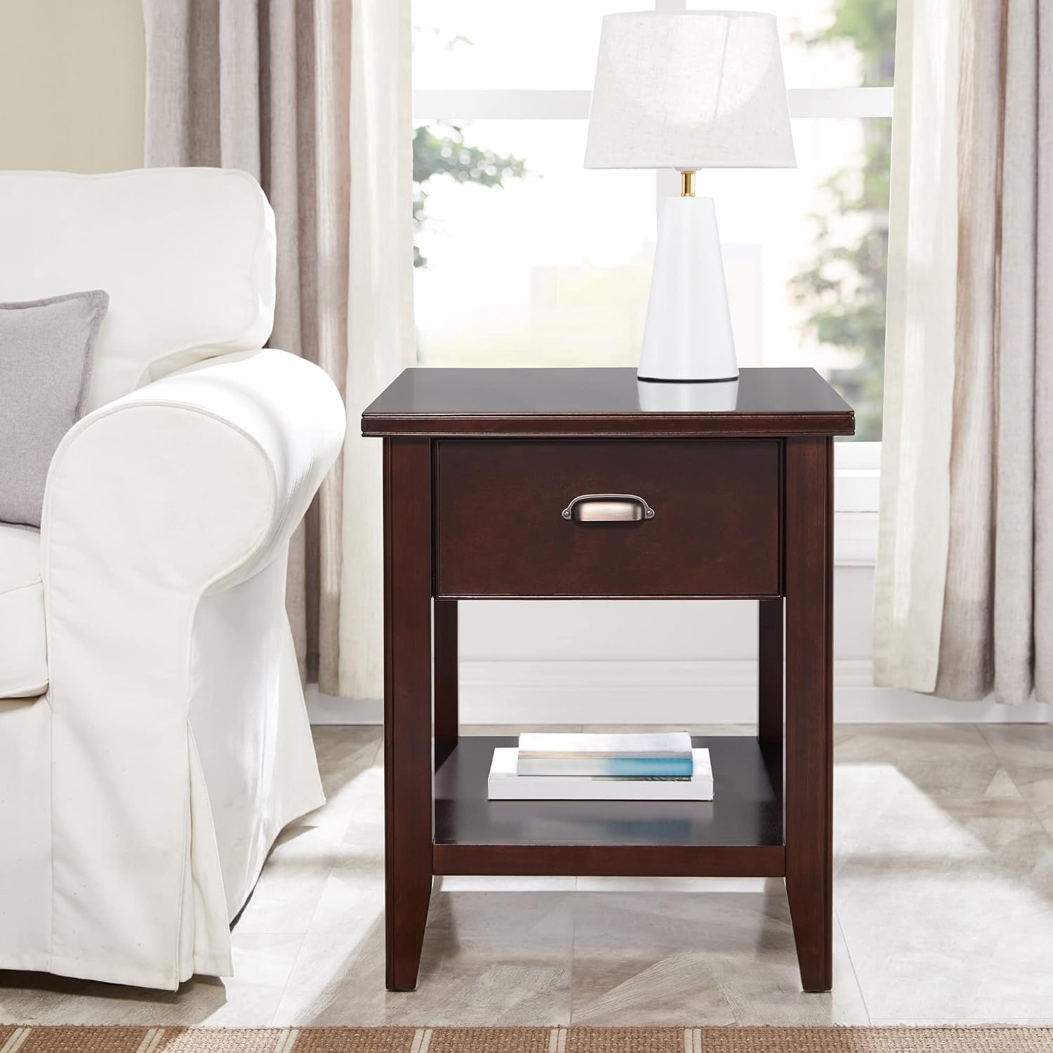 Leick Home Shield Wedge End Table, 21", Glazed Auburn