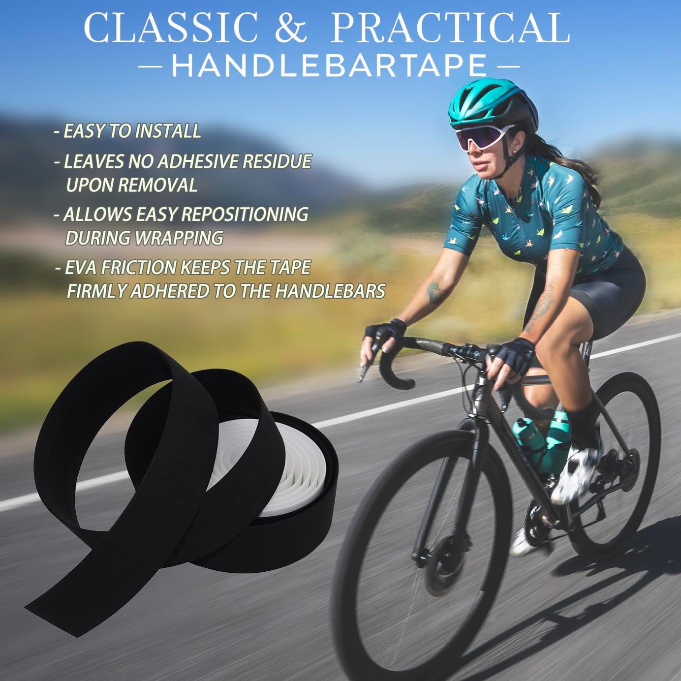 KINGOU EVA Road Bike Handlebar Tape Bicycle Bar Wraps - 2PCS Per Set