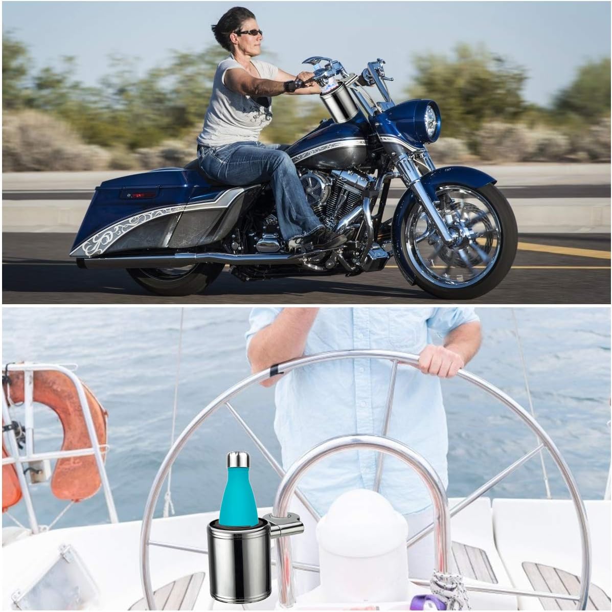 Motorcycle Handlebar Mount, Cup Drink Water Bottle Holder for Handlebar, Armrest, Roll Bar
