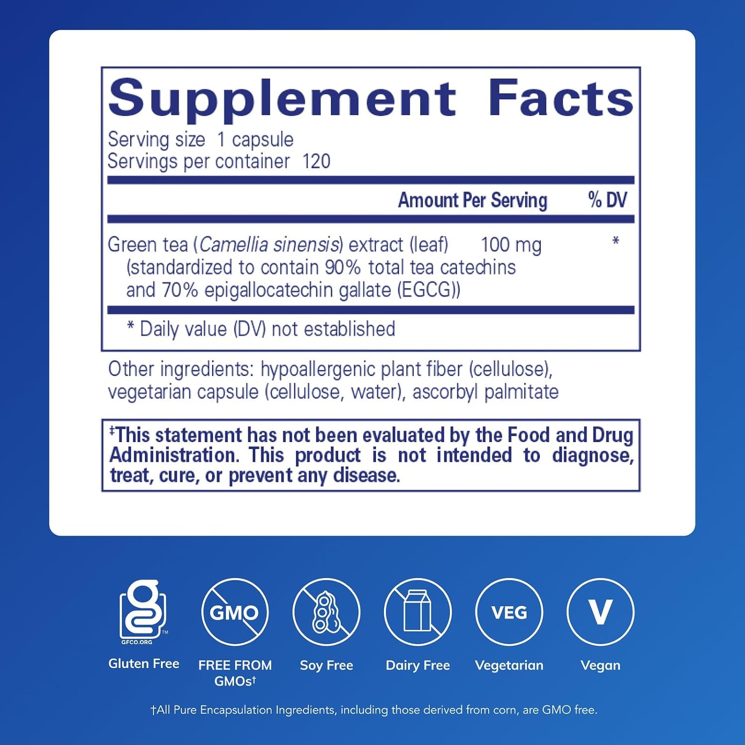 Pure Encapsulations Green Tea Extract (Decaffeinated) | Hypoallergenic Antioxidant Support for All Cells in the Body* | 120 Capsules | Decaffeinated Green Tea Extract, Antioxidant Support for All Cells in the Body*, Non-GMO