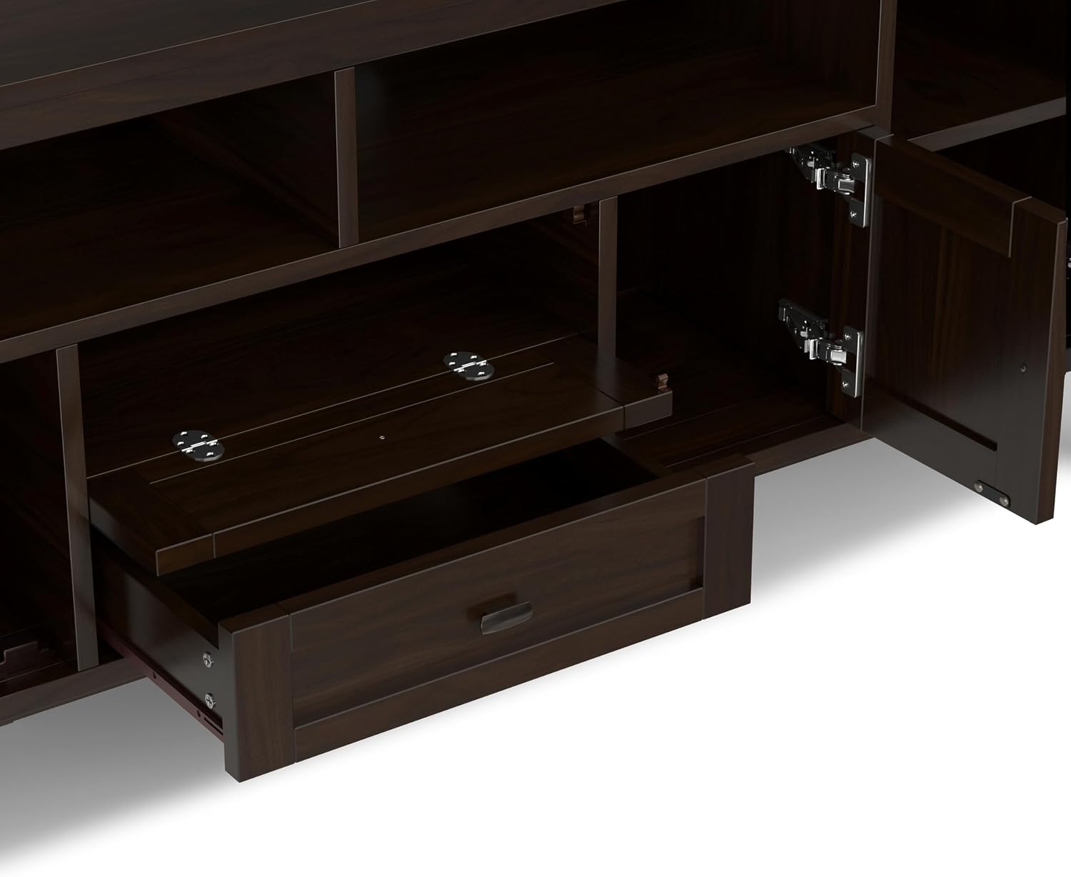 SIMPLIHOME Warm Shaker 47" Wide Solid Wood TV Stand in Light Golden Brown
