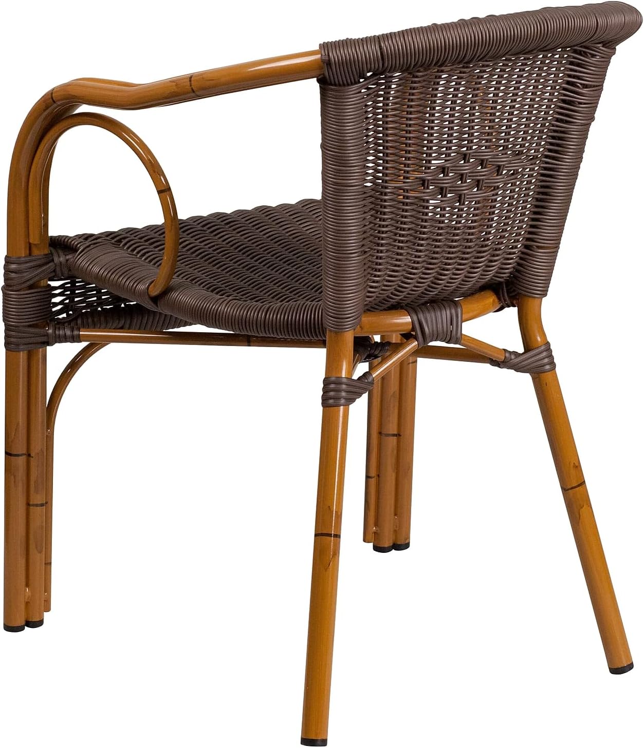 Flash Furniture Rattan Chair with Aluminum Frame, Burning Brown/Red Bamboo | Durable Construction, Commercial Use