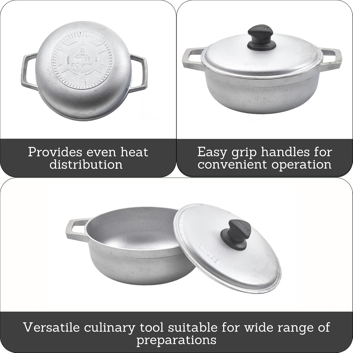 IMUSA USA 11.6Qt Jumbo Traditional Colombian Caldero, 11.6 Quart, Silver | Nonstick Finish, Glass Lid with Easy-Grip Handles, Ideal for Rice and Stews, Great for Family Meals