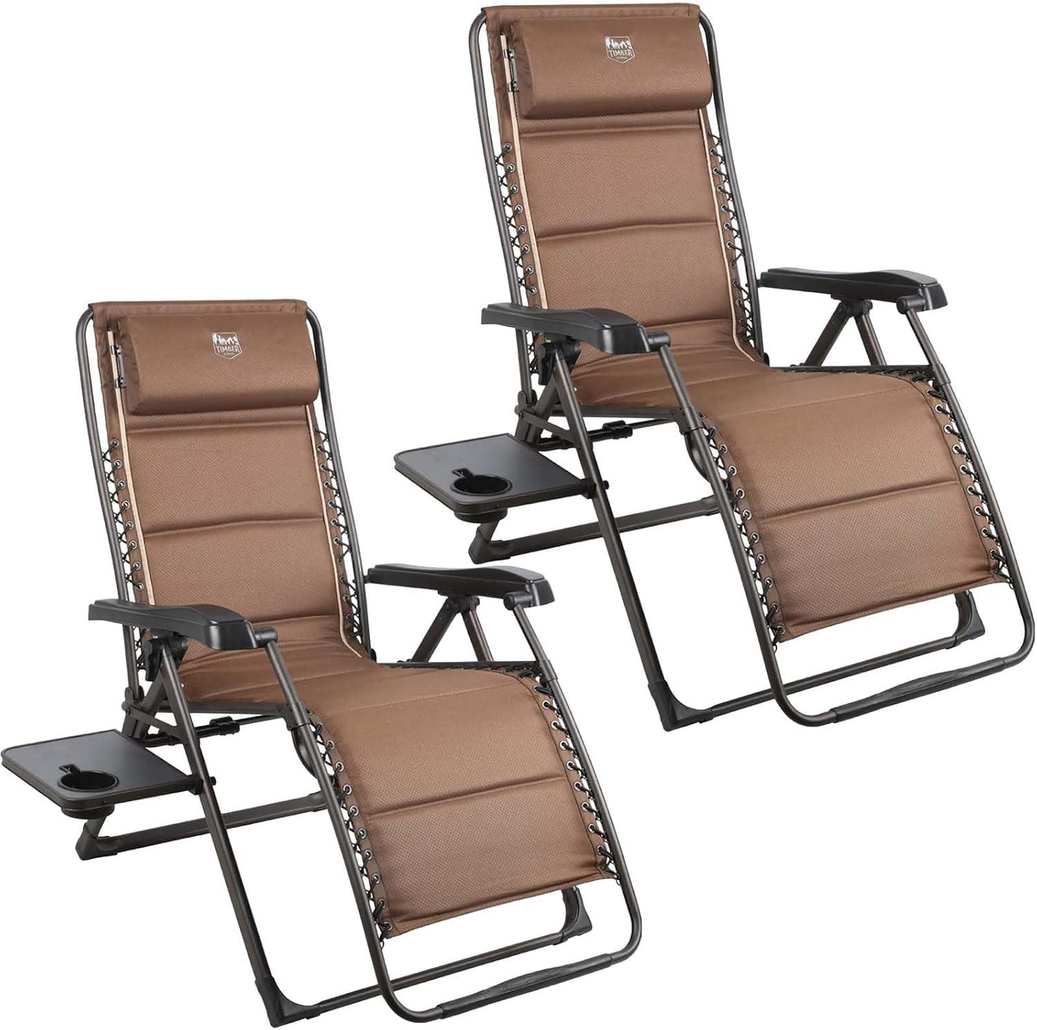 TIMBER RIDGE Zero Gravity Chairs, Folding Recliner Chair Padded with Cup Holder and Headrest