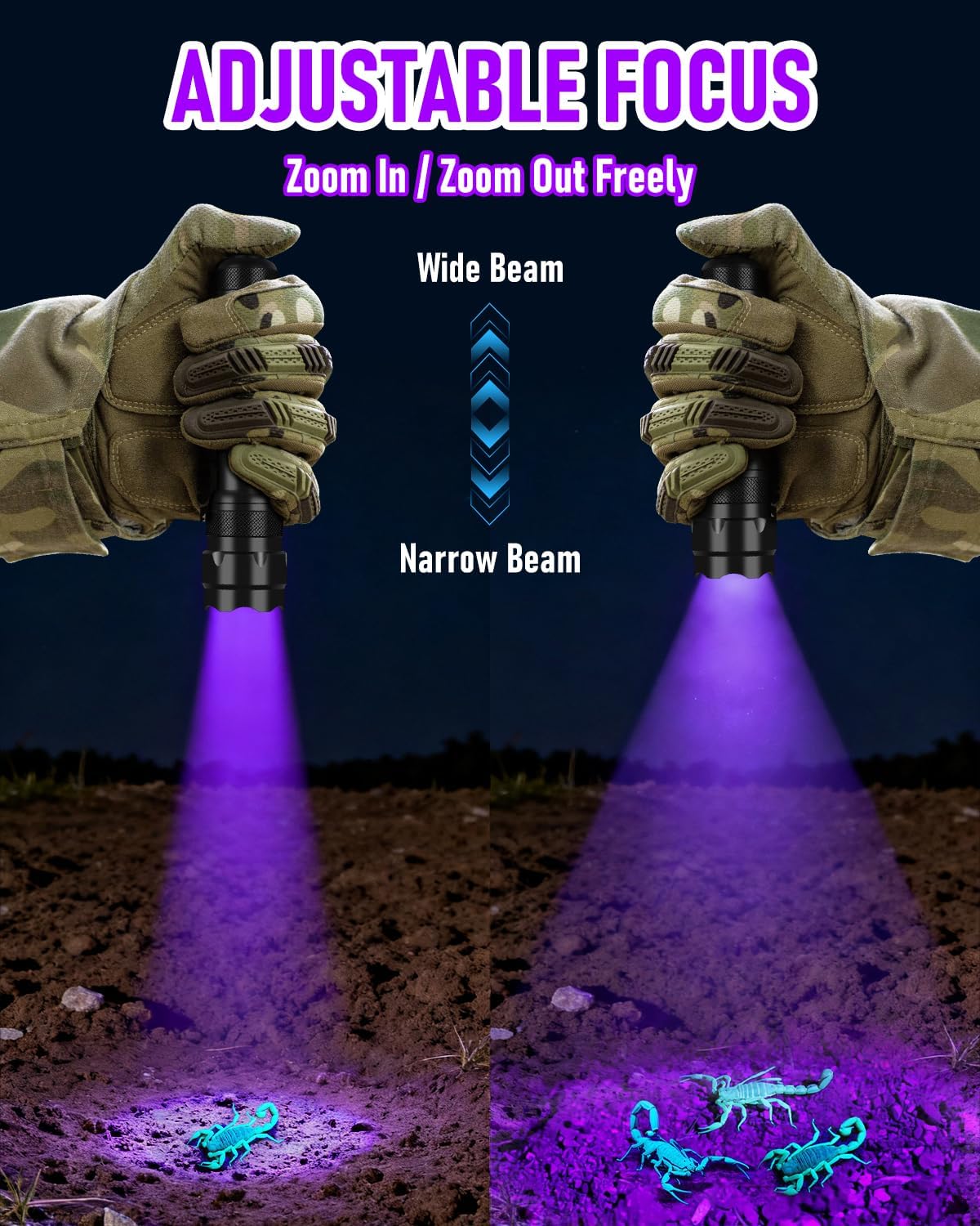 ULTRAFIRE 395-405nm UV Flashlight for Resin Curing, Zoomable Black Light