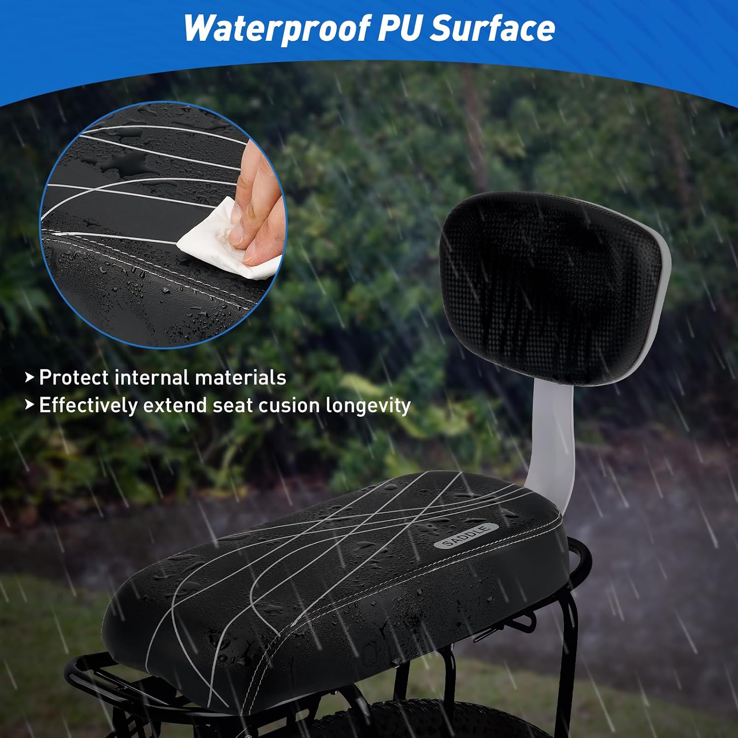 Bicycle Rear Seat Cushion Armrest Footrest Set, Kid Child Carrier Bicycle Baby Seat, Including Cushion and Backrest, Armrest Handrail, Footrests, Bell
