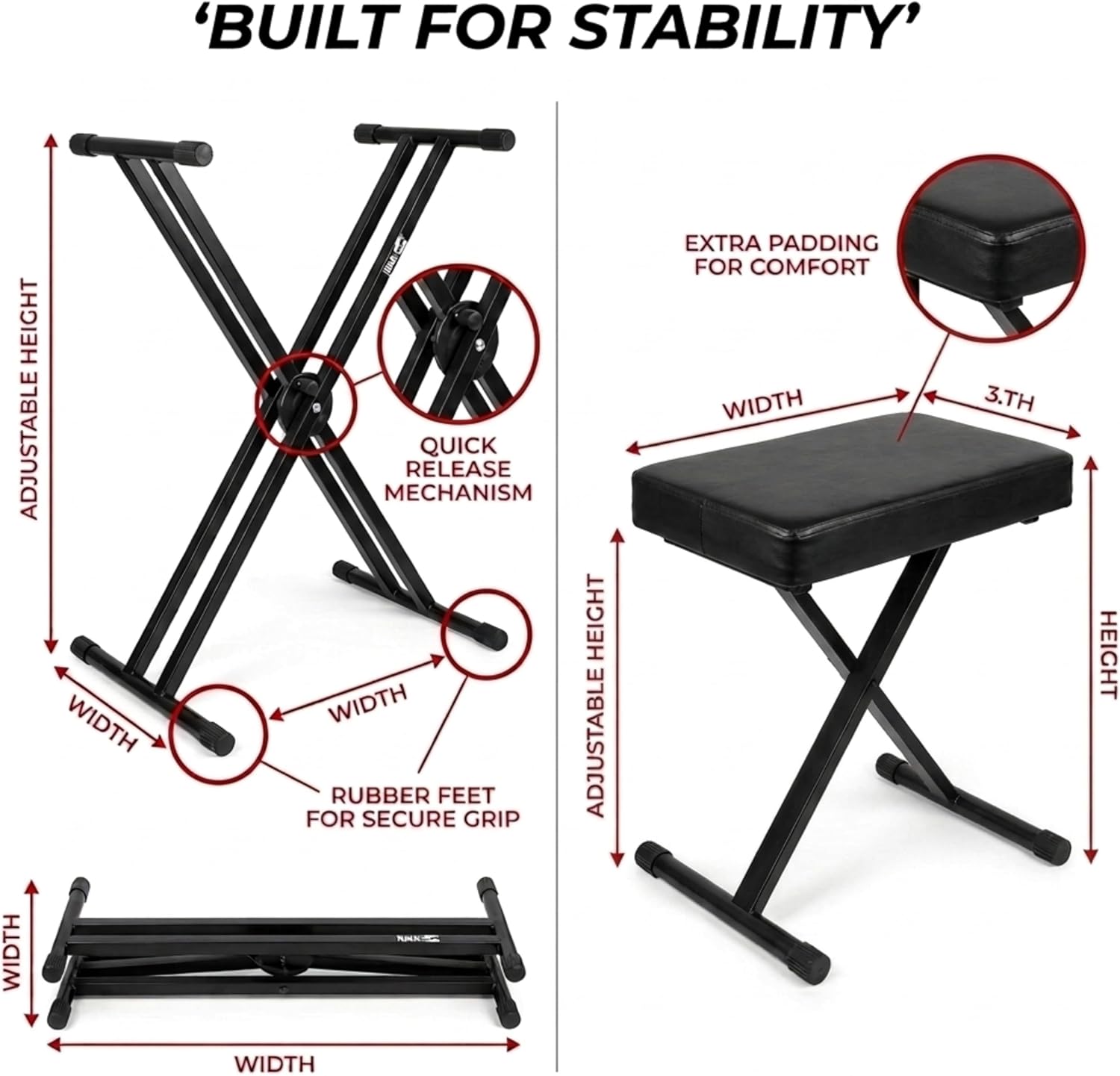 RockJam RJ561 61 Key Keyboard Piano Kit with Stand, Stool & Headphones