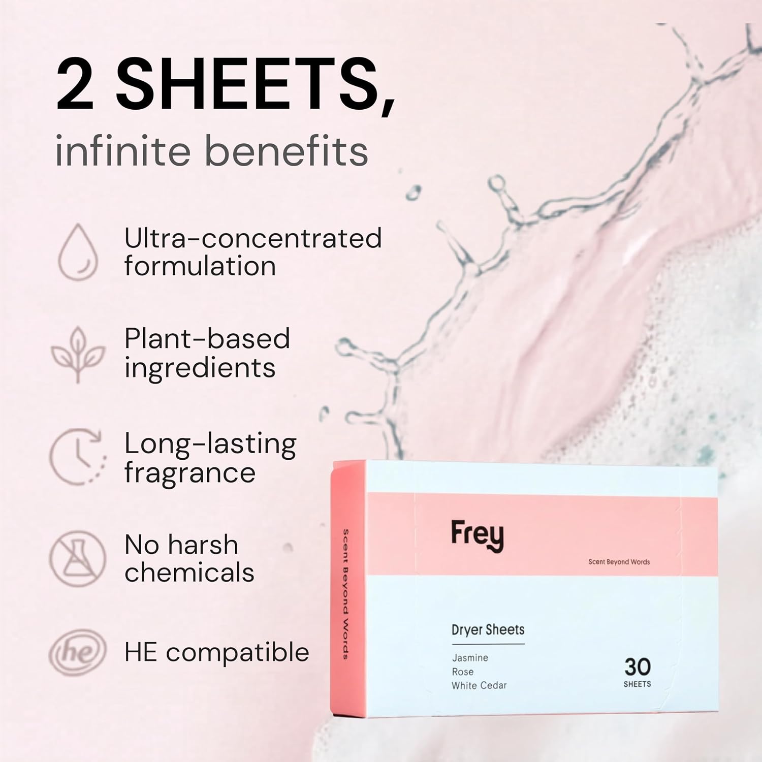 FREY Naturally Scented Dryer Sheets, 2-Pack, Cedar Grove