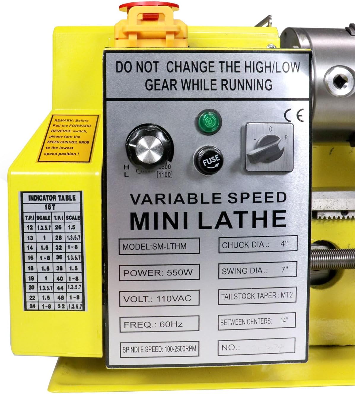 7 x 14 Precision Bench Top Mini Metal Milling Lathe Variable Speed 2500 RPM & Digital Readout with 5 pc. Cutter Kit