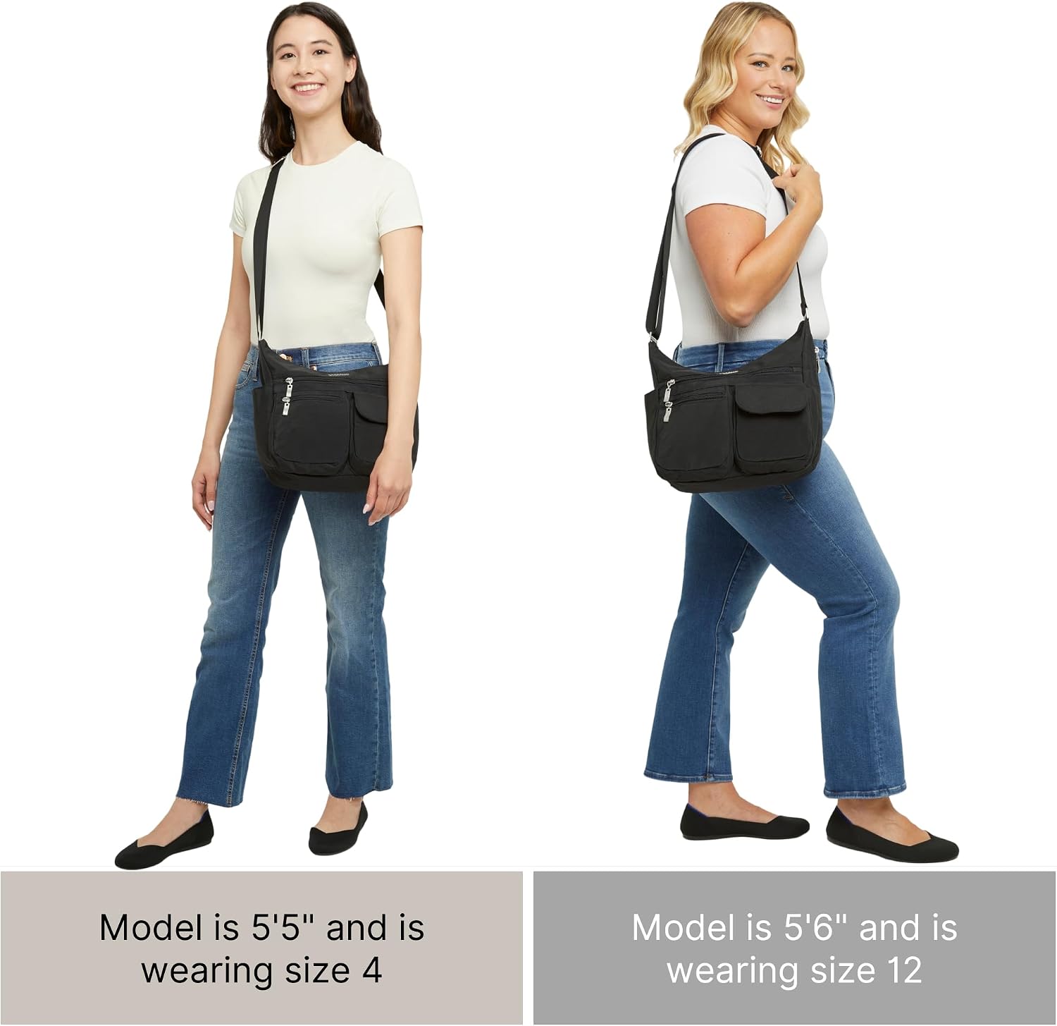 Baggallini womens Everywhere Bagg Crossbody Women 11x9 Lightweight Nylon Hobo Water-resistant Travel Bag W/Rfid