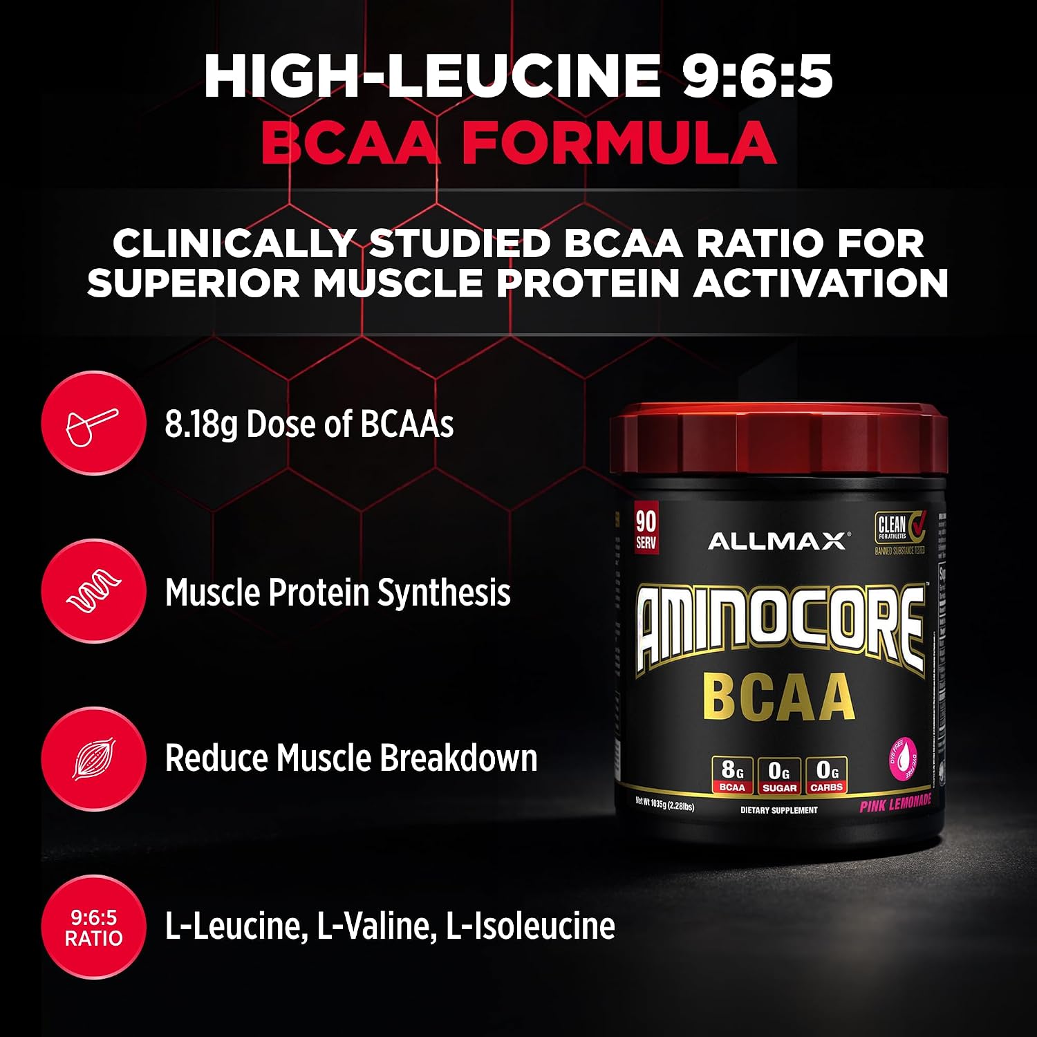ALLMAX AMINOCORE BCAA Powder, Watermelon, 90 Servings, 1035 g