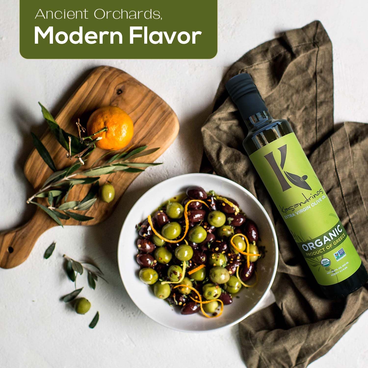 Kasandrinos Organic Olive Oil Extra Virgin, Polyphenol Rich Greek Olive Oil, 100% Organic First Cold Pressed, Mild + Delicate Flavor, Verified by Non GMO, 500 ml / 16.9 oz