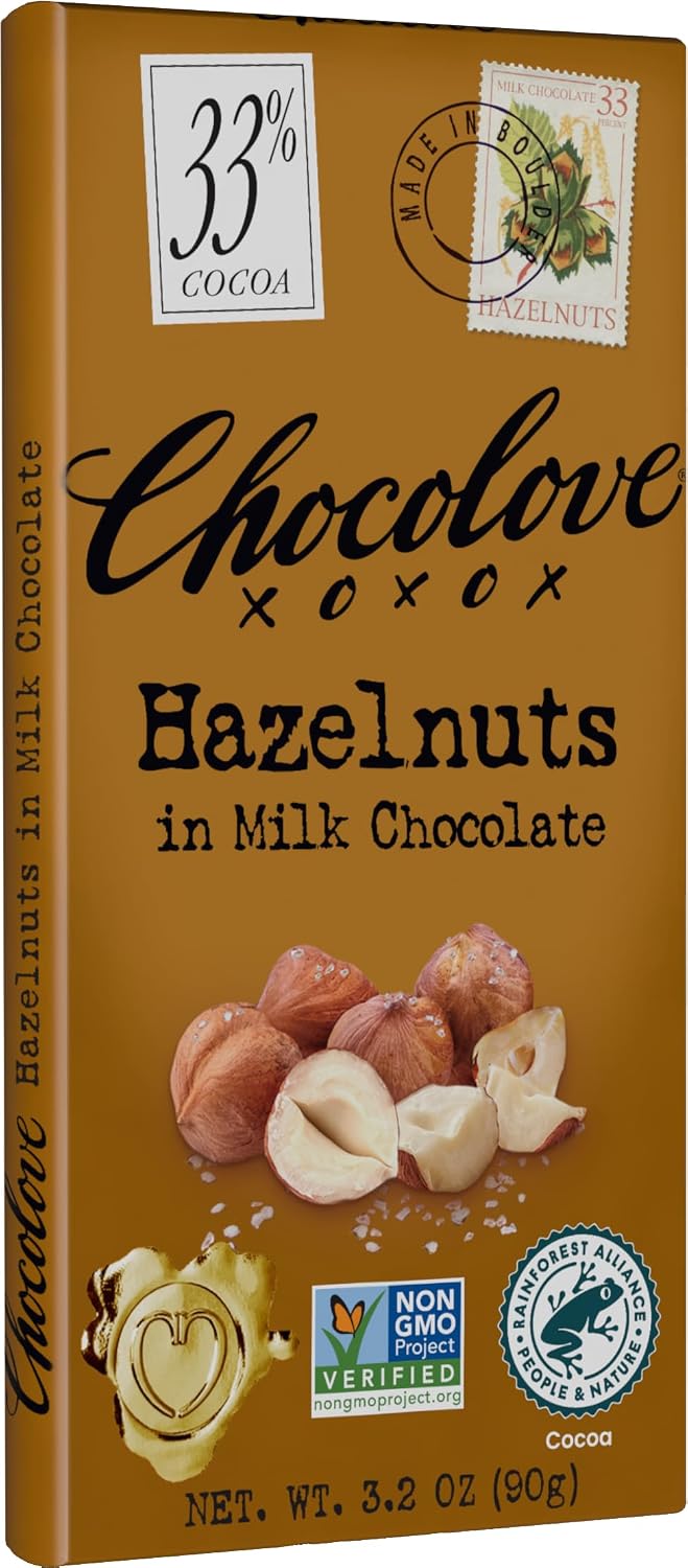 Chocolove Creamy Milk Chocolate Bars | 33% Cocoa | Crafted with Silky Premium Chocolate | Non-GMO, & Gluten-Free, 3.2 oz Bar (12 Pack)
