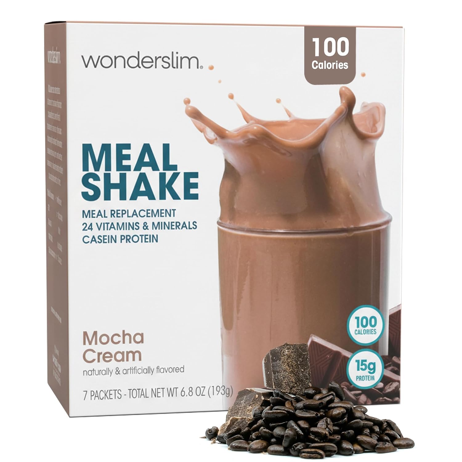 WonderSlim Protein Meal Replacement Shake – 15g Protein, 24 Vitamins & Minerals, Low Carb, Low Calorie, Gluten Free – Meal Replacement Drink for Weight Management, 7 Count Packets (Dark Cocoa Cream)