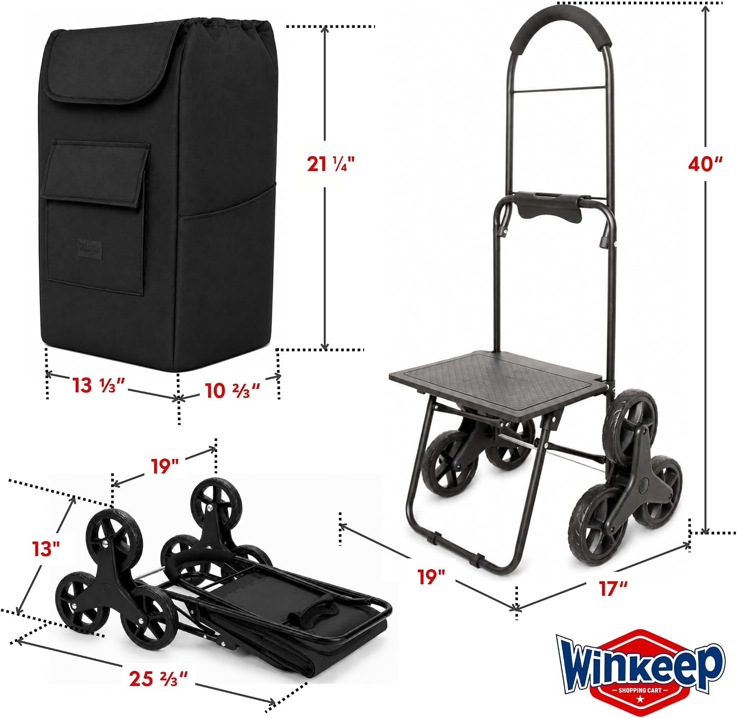 Shopping Cart, Super Loading Grocery Trolley, 220 lbs Capacity