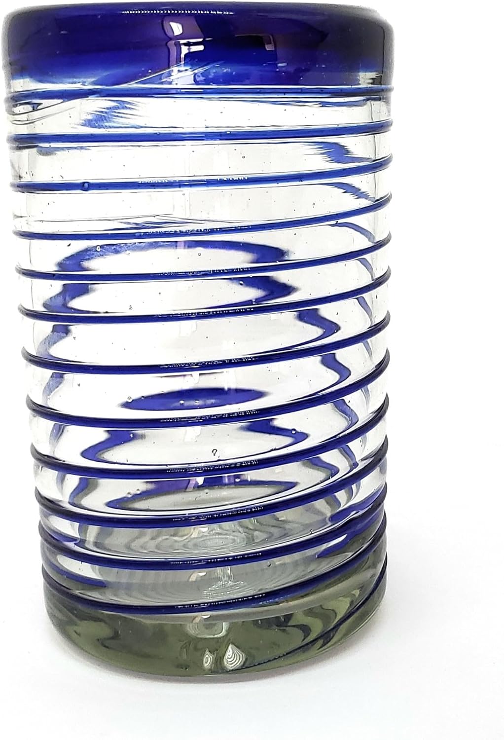 Cobalt Blue Spiral 14 oz Drinking Glasses (set of 6), Recycled Glass, Lead-free, Toxin-Free (Drinking)