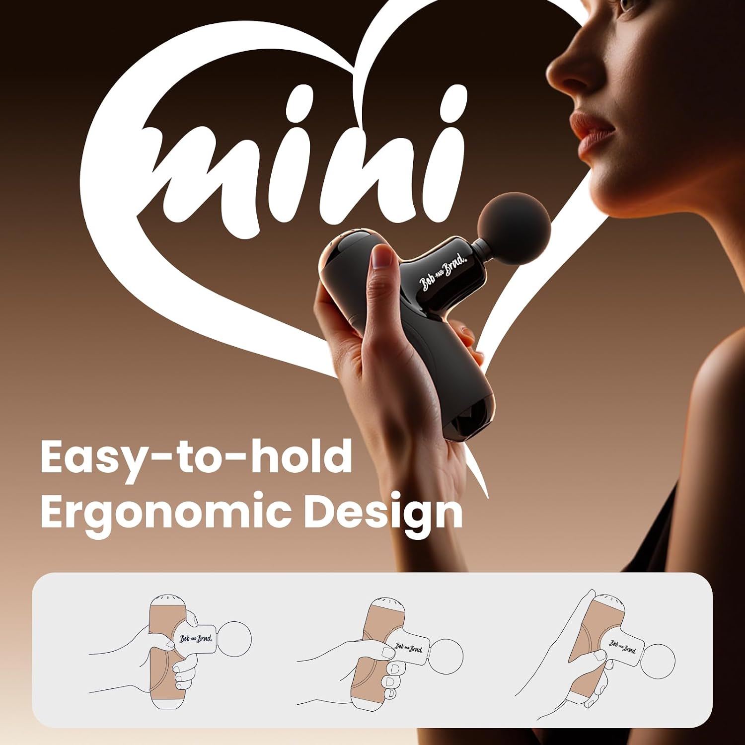BOB AND BRAD Q2 Mini Massage Gun, Pocket-Sized Deep Tissue Massager Gun, Portable Percussion Muscle Massager Gun