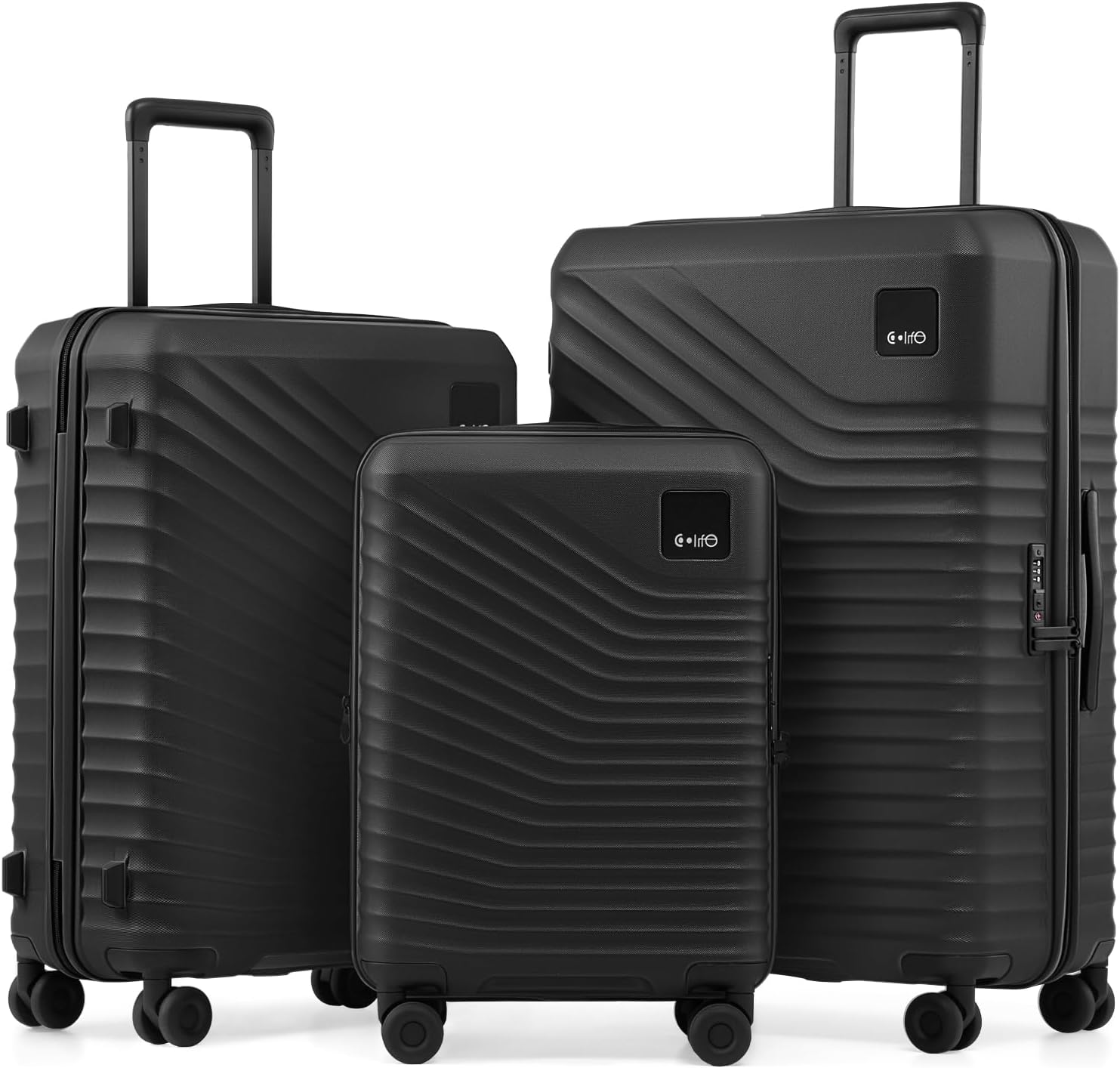 Coolife Luggage Carry-On, Lightweight PC Hardside Suitcase, 20-Inch, Black | Expandable Carry-On, Dual Spinner Wheels, TSA-Approved Lock, Upgraded PC Hardshell, Durable Travel Suitcase