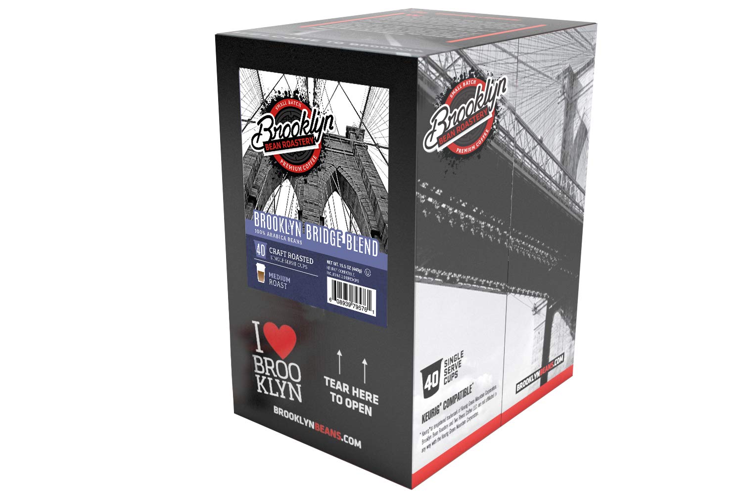Brooklyn Beans Colombian Gourmet Coffee Pods - Compatible with Keurig K Cup Brewers Including 2.0 Machines, 40 Count, Rich and Smooth Colombian Medium Roast