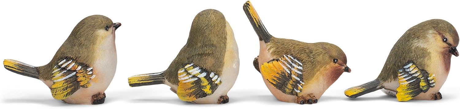 RAZ Imports Striped Wing Bird 2.5 x 2.25 inch Resin Decorative Tabletop Figurine Set of 4