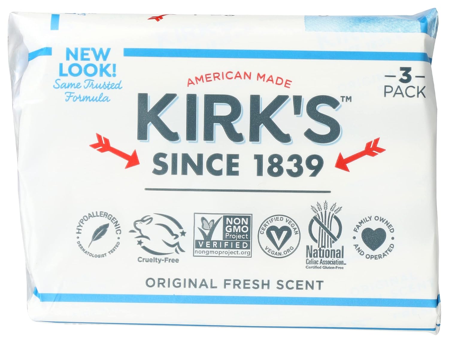 Kirk's Original Coco Castile Soap Fragrance Free 4 oz (Multi-Pack)