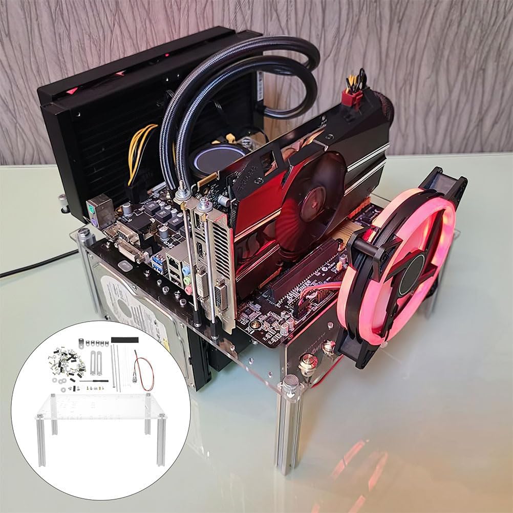 HOMSFOU Open Air Pc Case Bracket Micro ATX Motherboard Stand Open Frame Computer Case Compact Design for Component Testing and Custom Builds