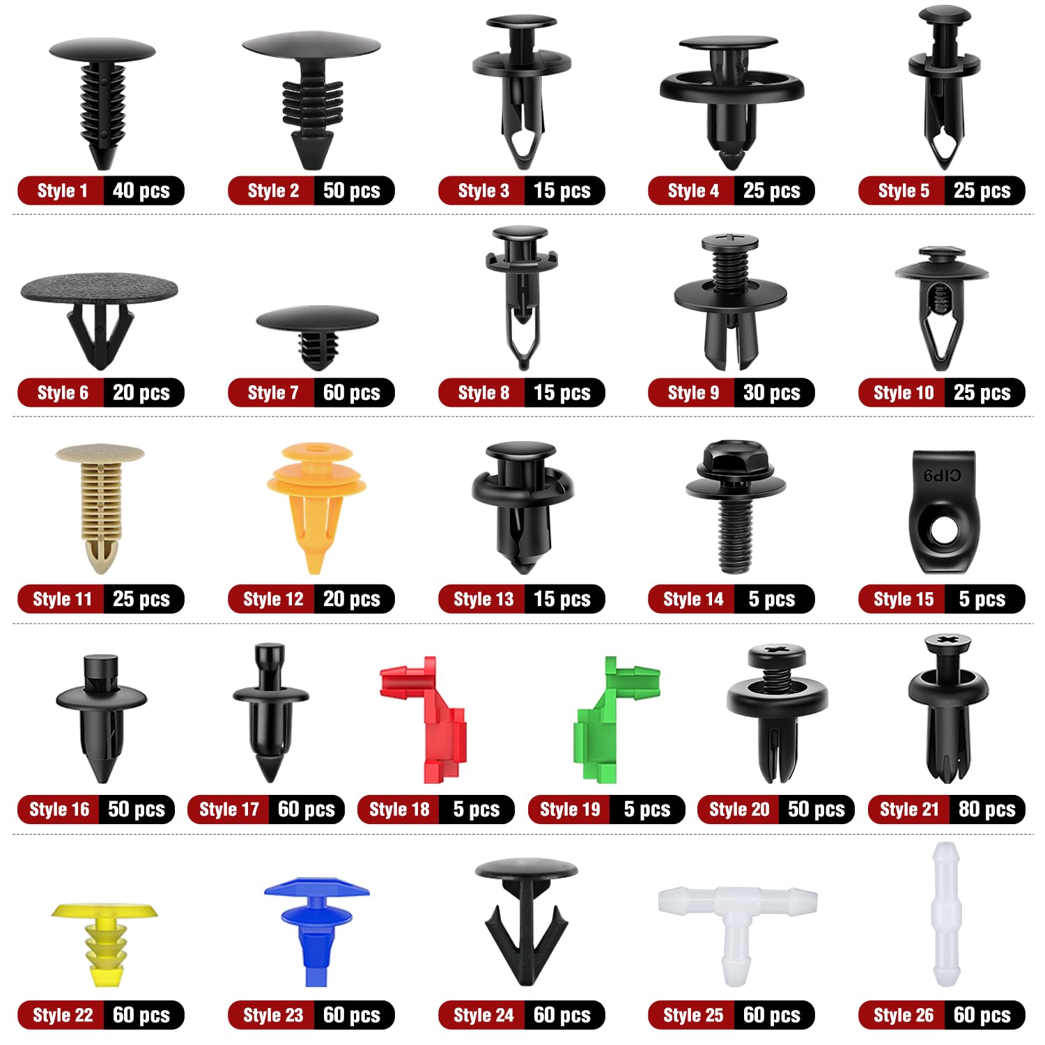 Nilight 190 Pcs Car Retainer Clips Fastener Remover 18 Most Popular Sizes Applications Auto Push Pin Rivets Set -Door Trim Panel Clips for Toyota