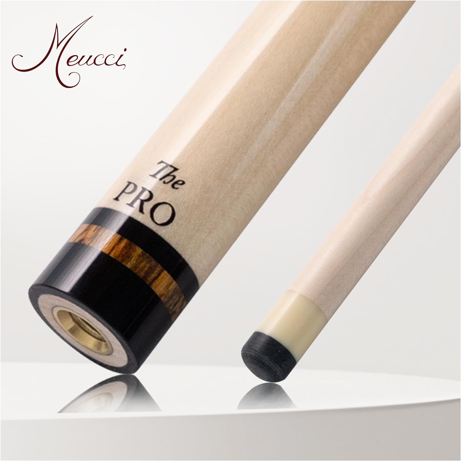 Meucci Pool Cue - All Natural Wood with Rainbow Stain - Pool Stick with Maple Forearm, Solid Wood Handle